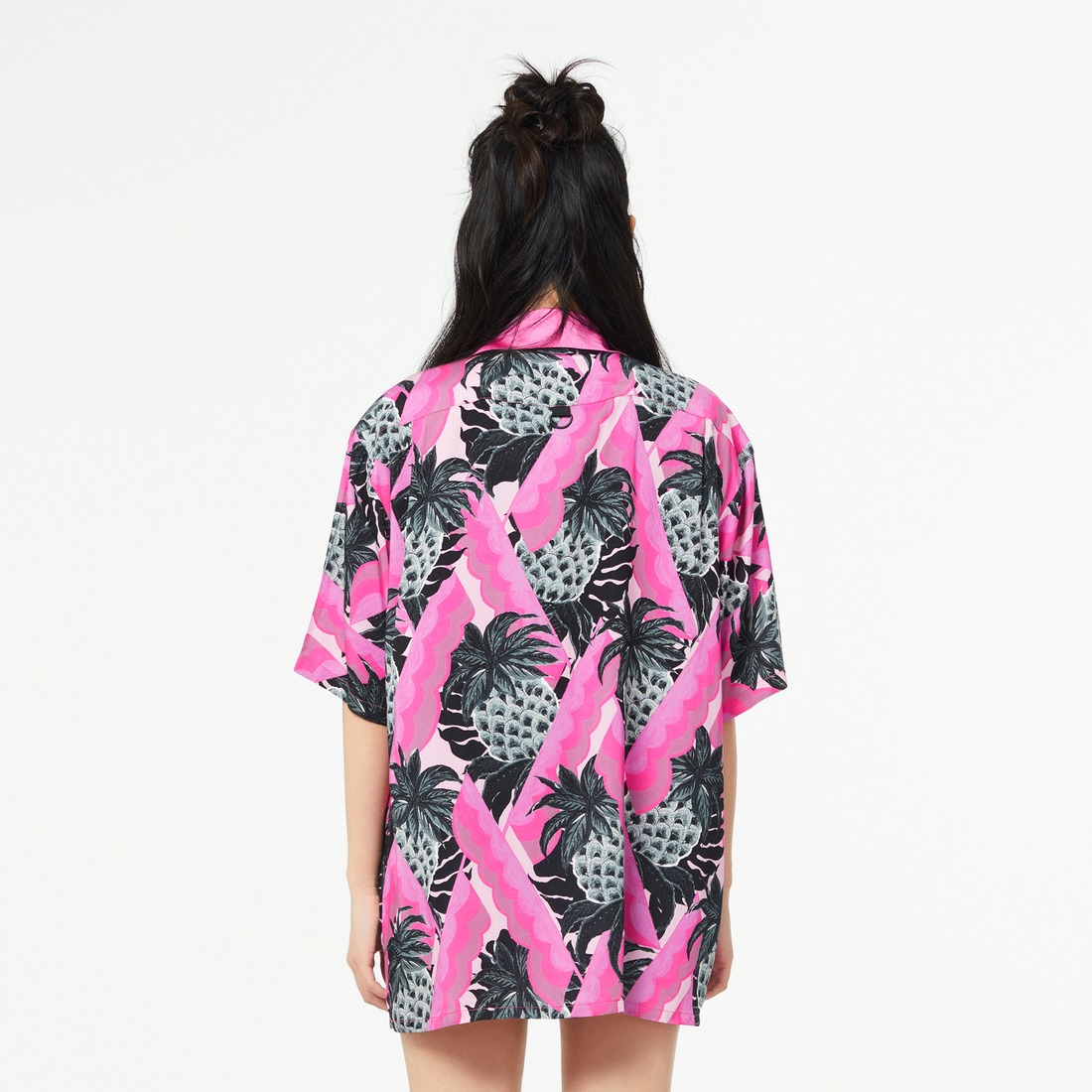 MASH UP ASIA Hawaiian Pineapple Graphic Half Shirt Black-Half shirt-S-Free Shipping Leatheretro