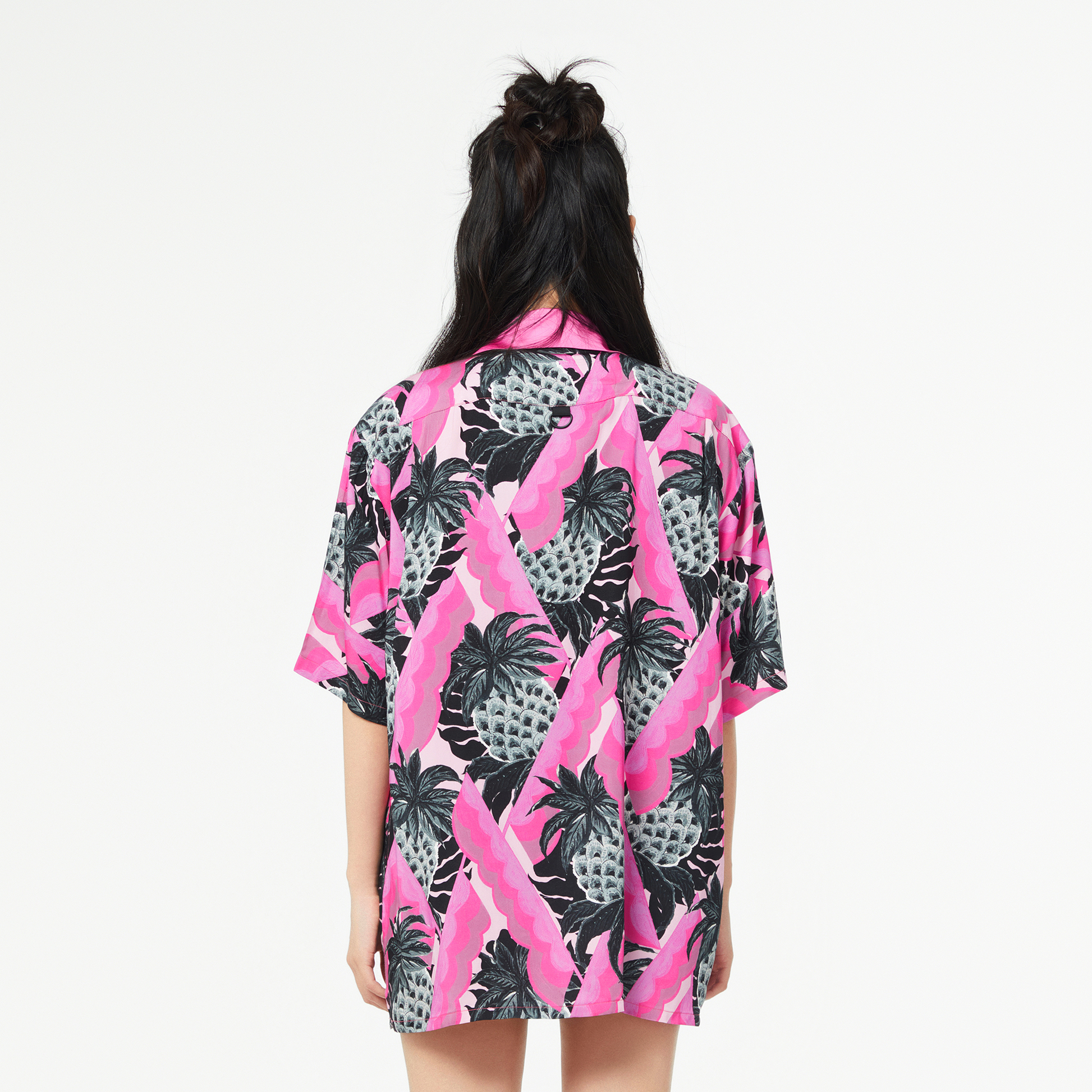 MASH UP ASIA Hawaiian Pineapple Graphic Half Shirt Black-Half shirt-S-Free Shipping Leatheretro