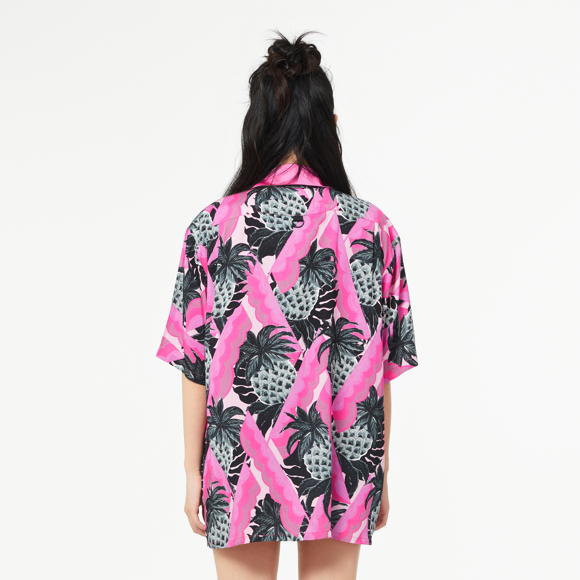 MASH UP ASIA Hawaiian Pineapple Graphic Half Shirt Black-Half shirt-S-Free Shipping Leatheretro