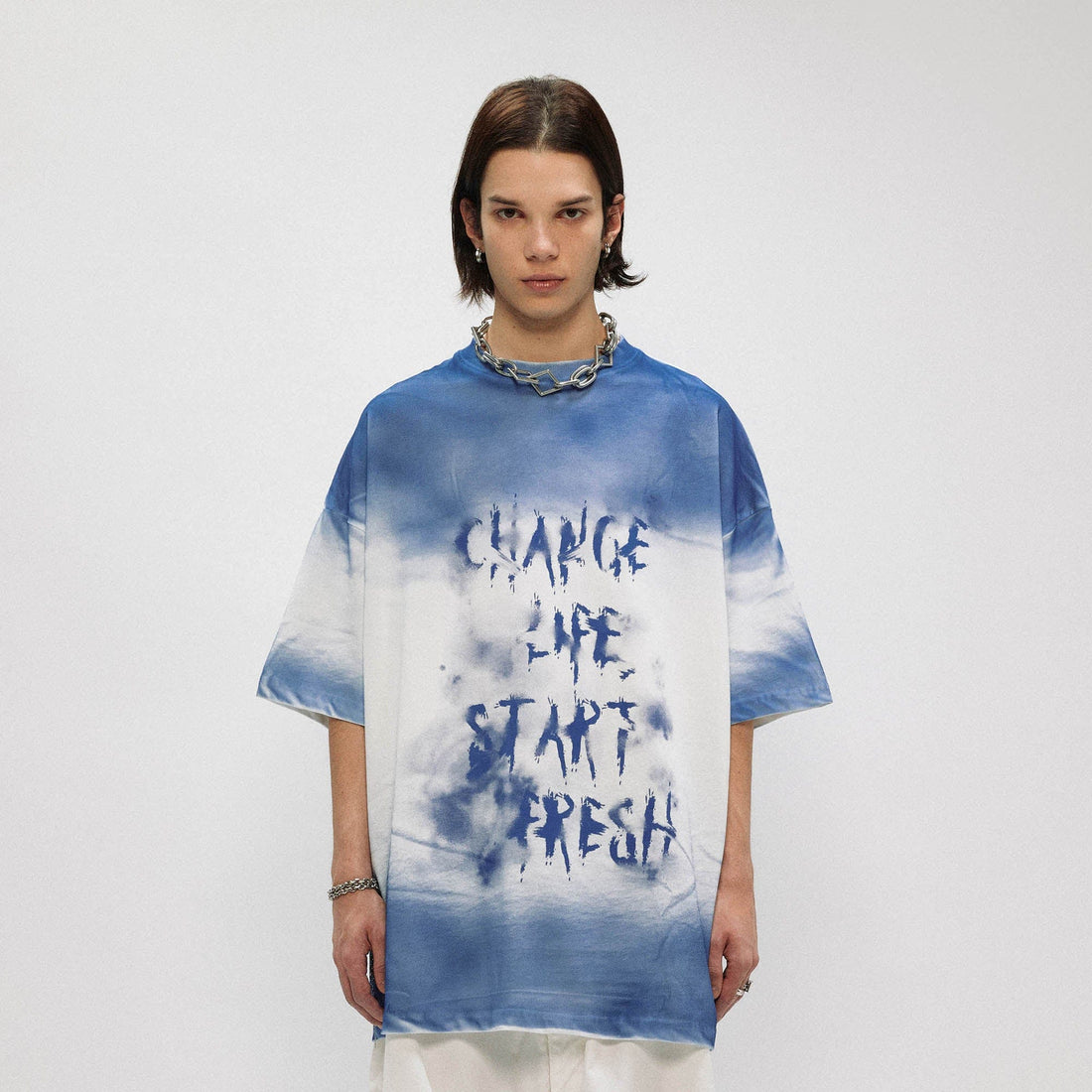 OVDY Graffiti Faded Oversized T-Shirt-T Shirt-S-Blue-Free Shipping Leatheretro