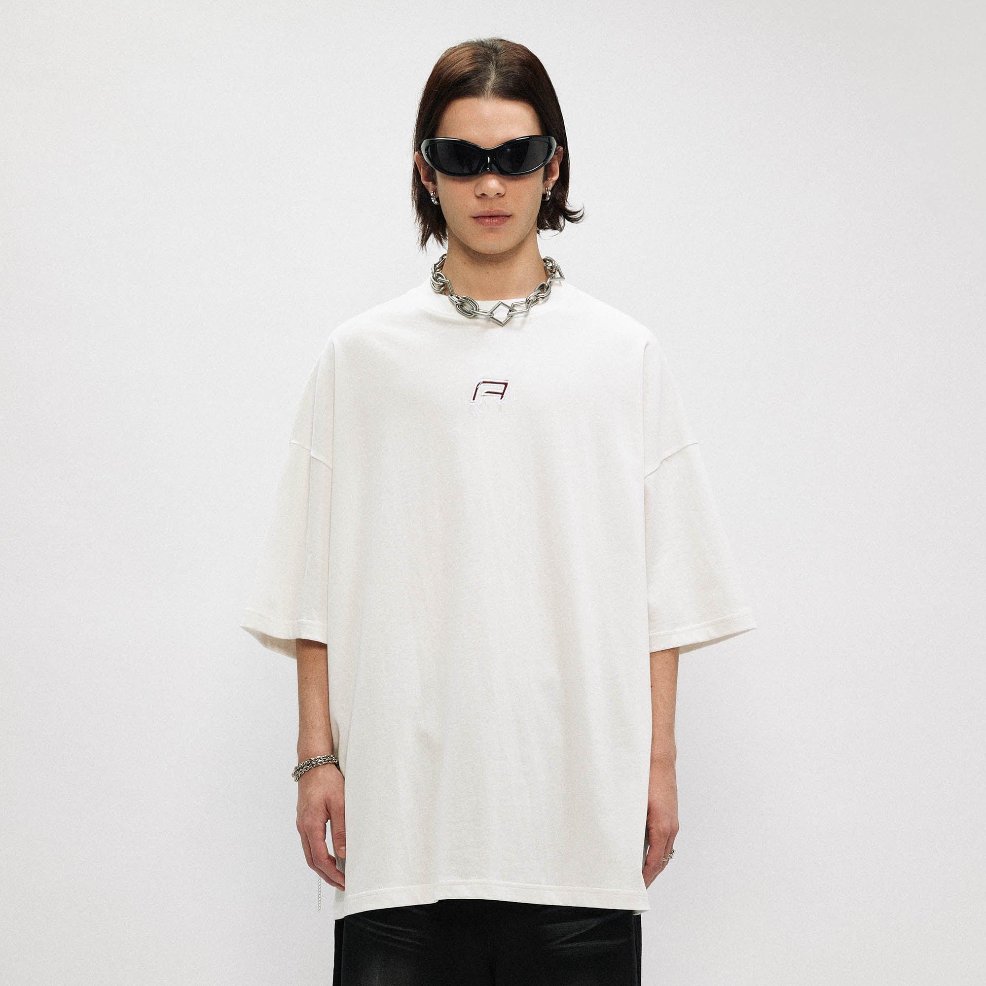 OVDY Wing Embroidered Patch Oversized T-Shirt-T Shirt-S-White-Free Shipping Leatheretro
