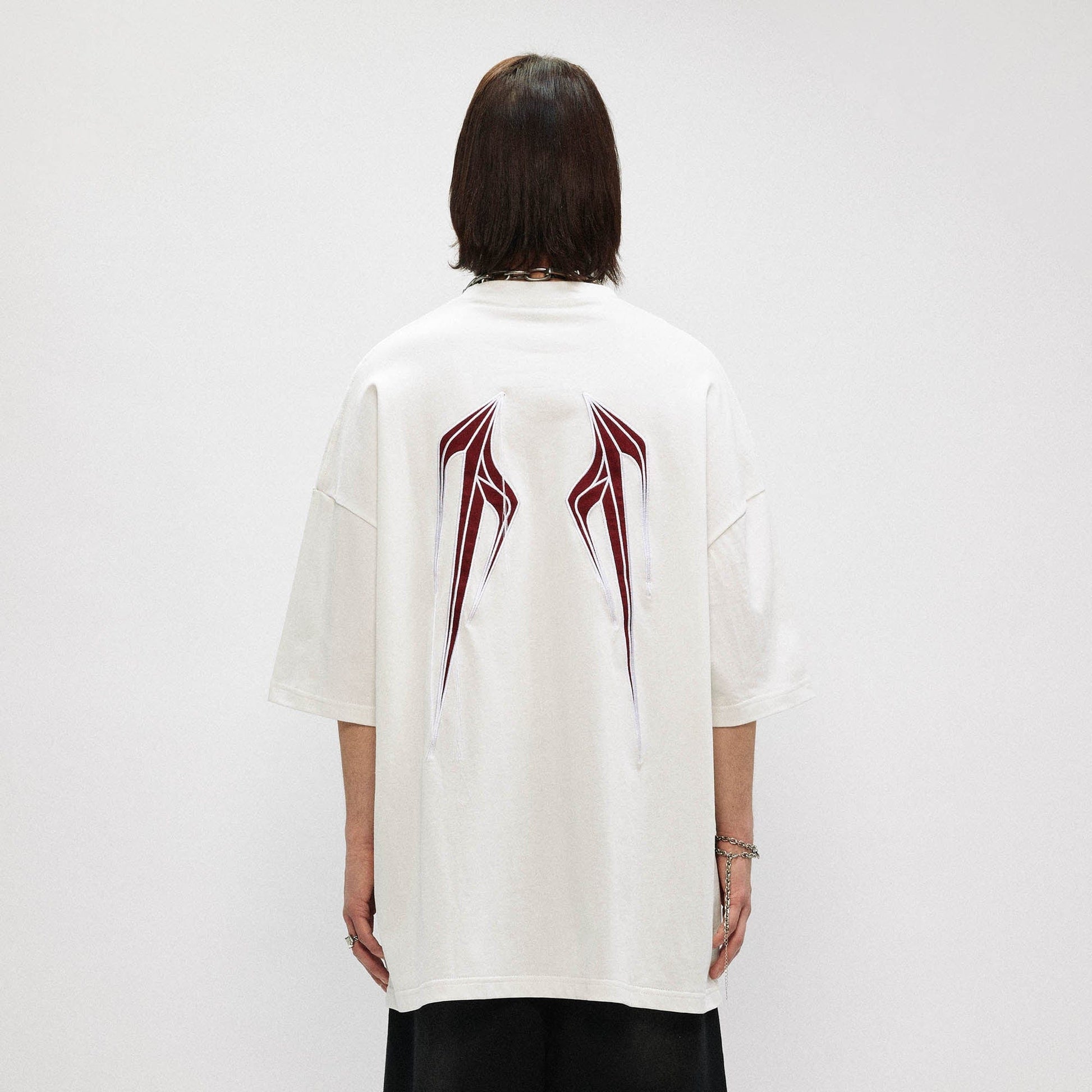 OVDY Wing Embroidered Patch Oversized T-Shirt-T Shirt-S-Black-Free Shipping Leatheretro
