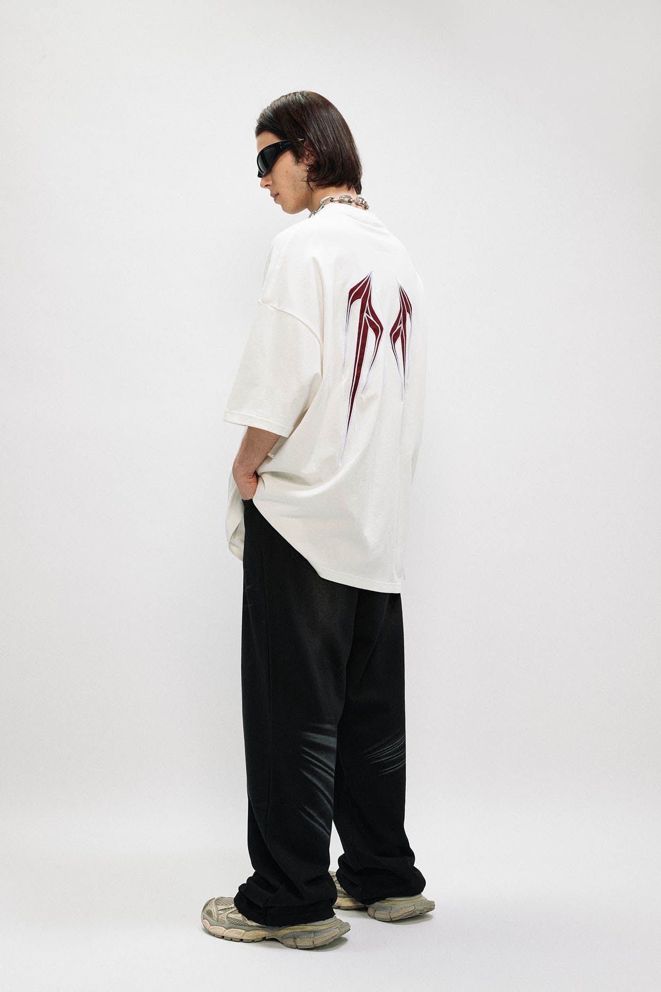 OVDY Wing Embroidered Patch Oversized T-Shirt-T Shirt-S-Black-Free Shipping Leatheretro