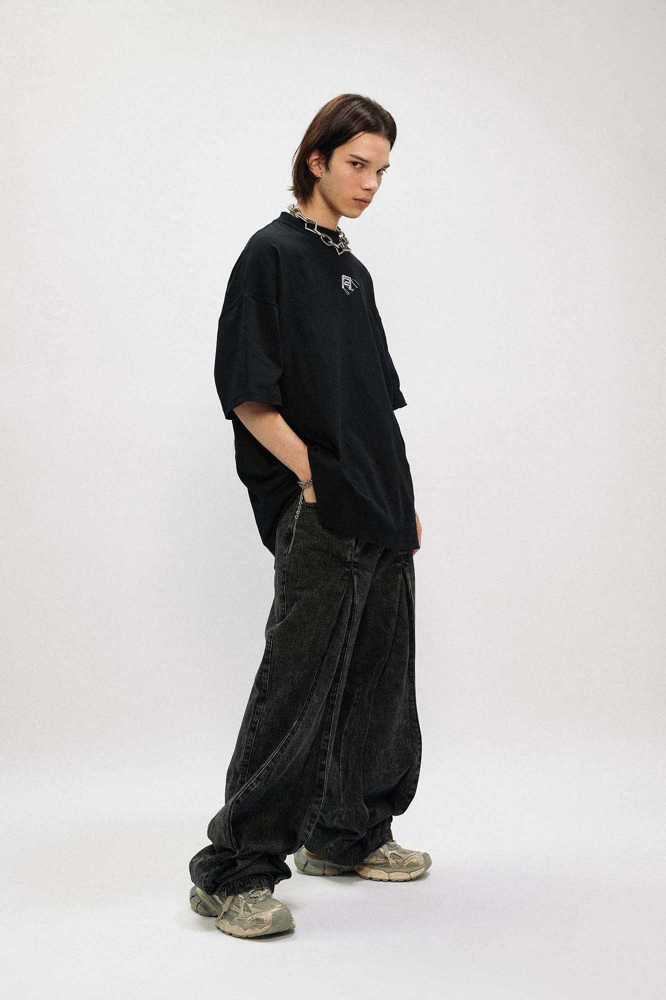 OVDY Wing Embroidered Patch Oversized T-Shirt-T Shirt-S-Black-Free Shipping Leatheretro