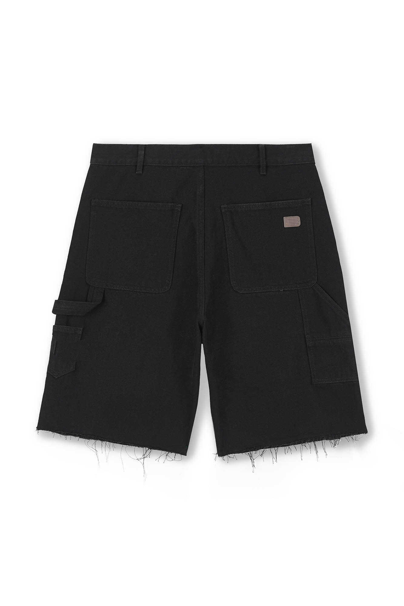 BONELESS Frayed Double-Knee Cargo Shorts Black-Shorts-S-Free Shipping Leatheretro