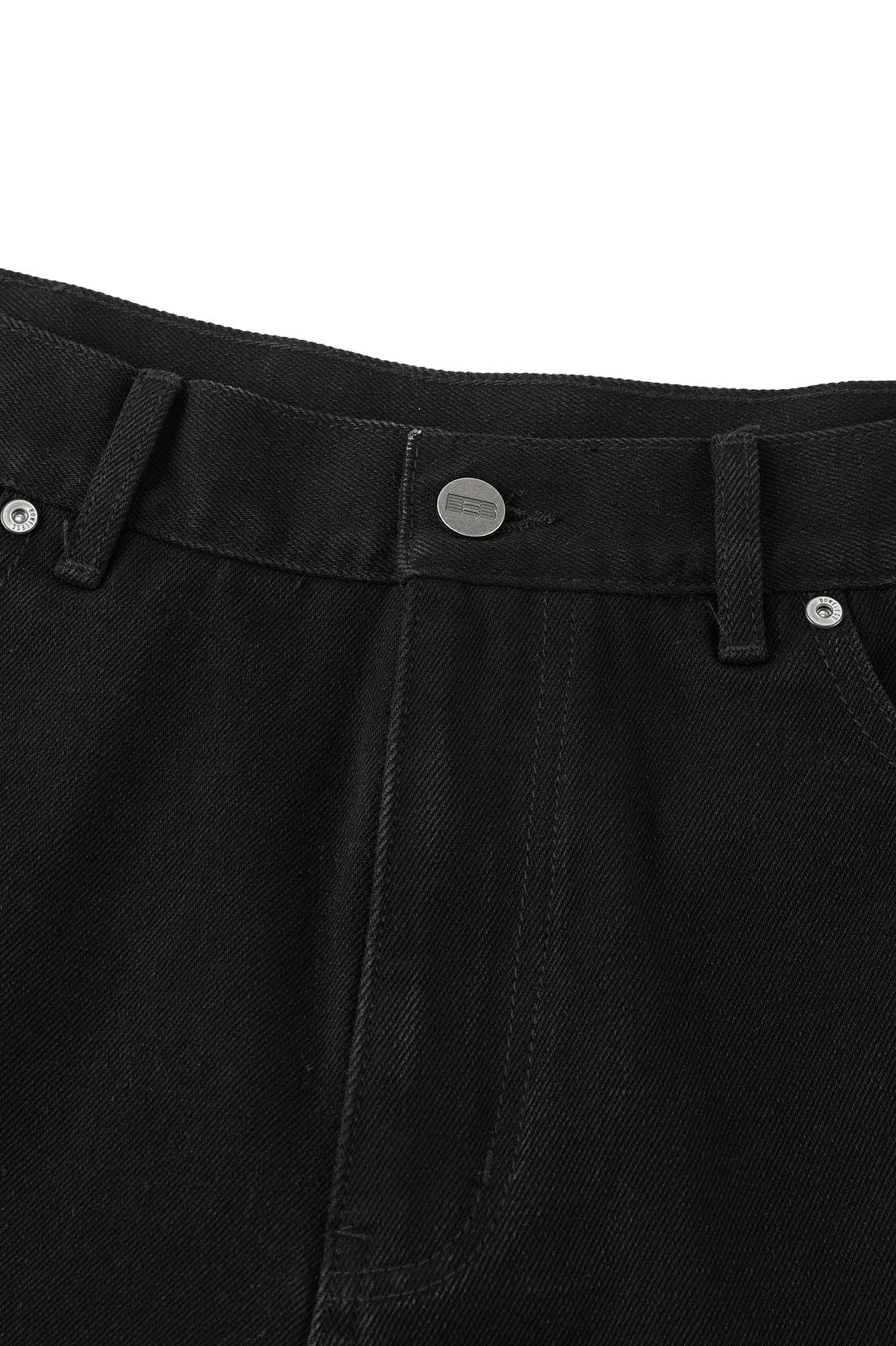 BONELESS Frayed Double-Knee Cargo Shorts Black-Shorts-S-Free Shipping Leatheretro
