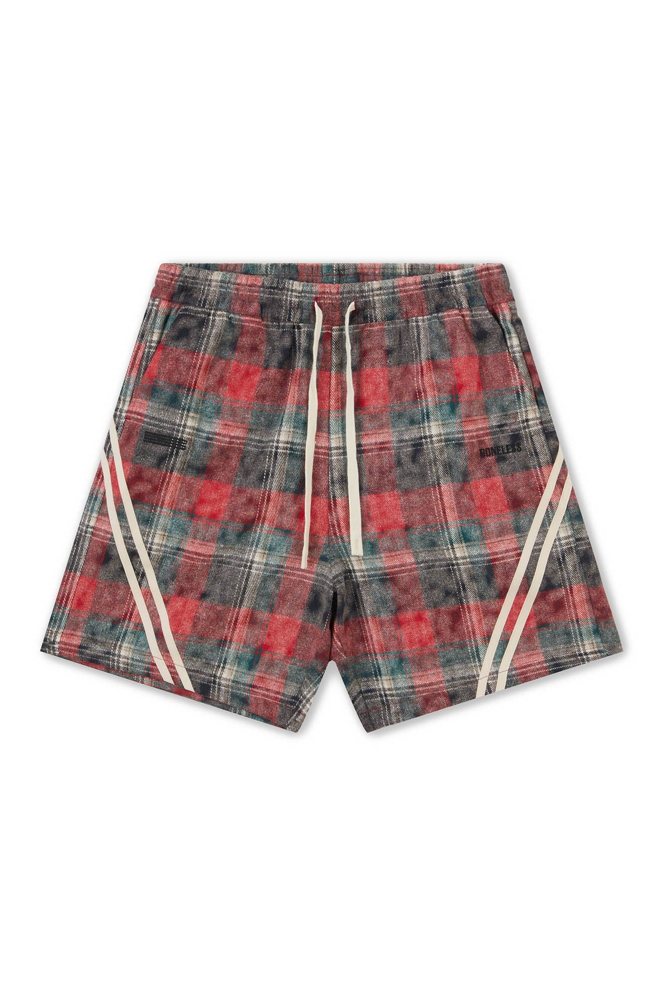 BONELESS Plaid Distressed Drawstring Shorts-Shorts-S-Blue-Free Shipping Leatheretro