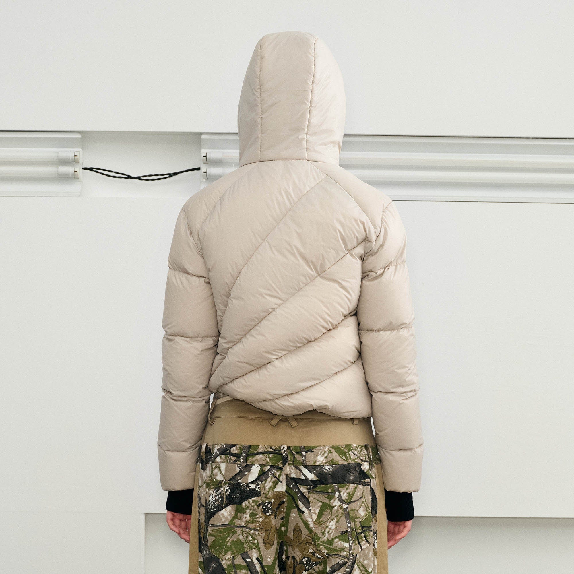 KREATE Asymmetrical Quilted Hooded Down Jacket-Jacket-S-Apricot-Free Shipping Leatheretro