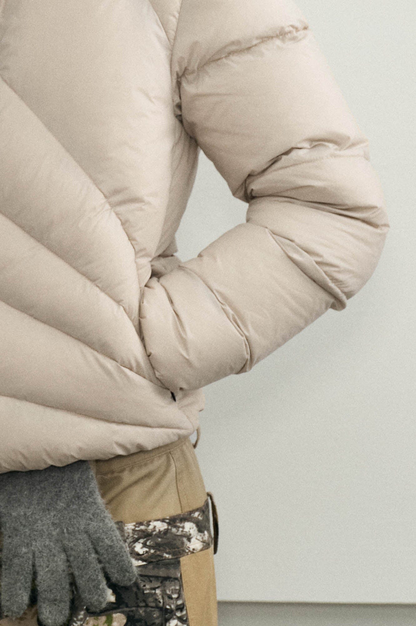 KREATE Asymmetrical Quilted Hooded Down Jacket-Jacket-S-Apricot-Free Shipping Leatheretro