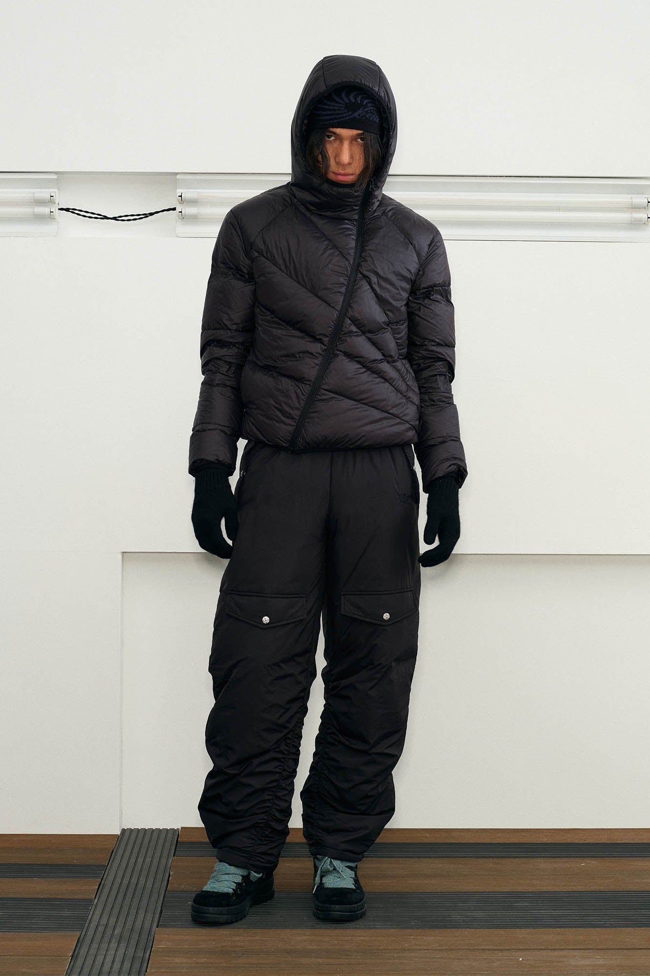 KREATE Asymmetrical Quilted Hooded Down Jacket-Jacket-S-Apricot-Free Shipping Leatheretro