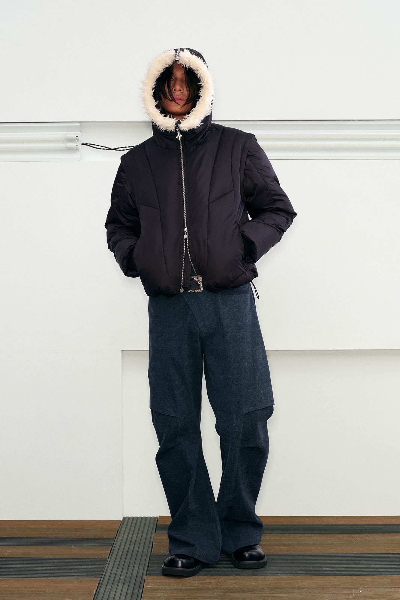 KREATE Crinkled Asymmetrical Closing Pants-Pants-S-Free Shipping Leatheretro