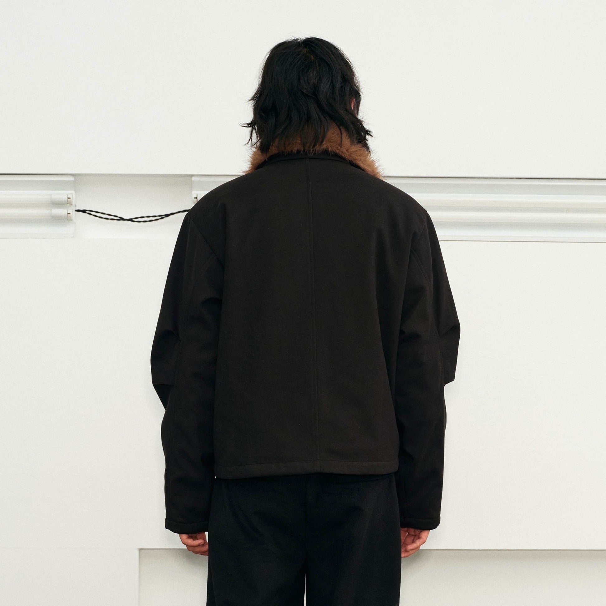 KREATE Detachable Faux Fur Collar Asymmetrical Jacket-Jacket-S-Black-Free Shipping Leatheretro