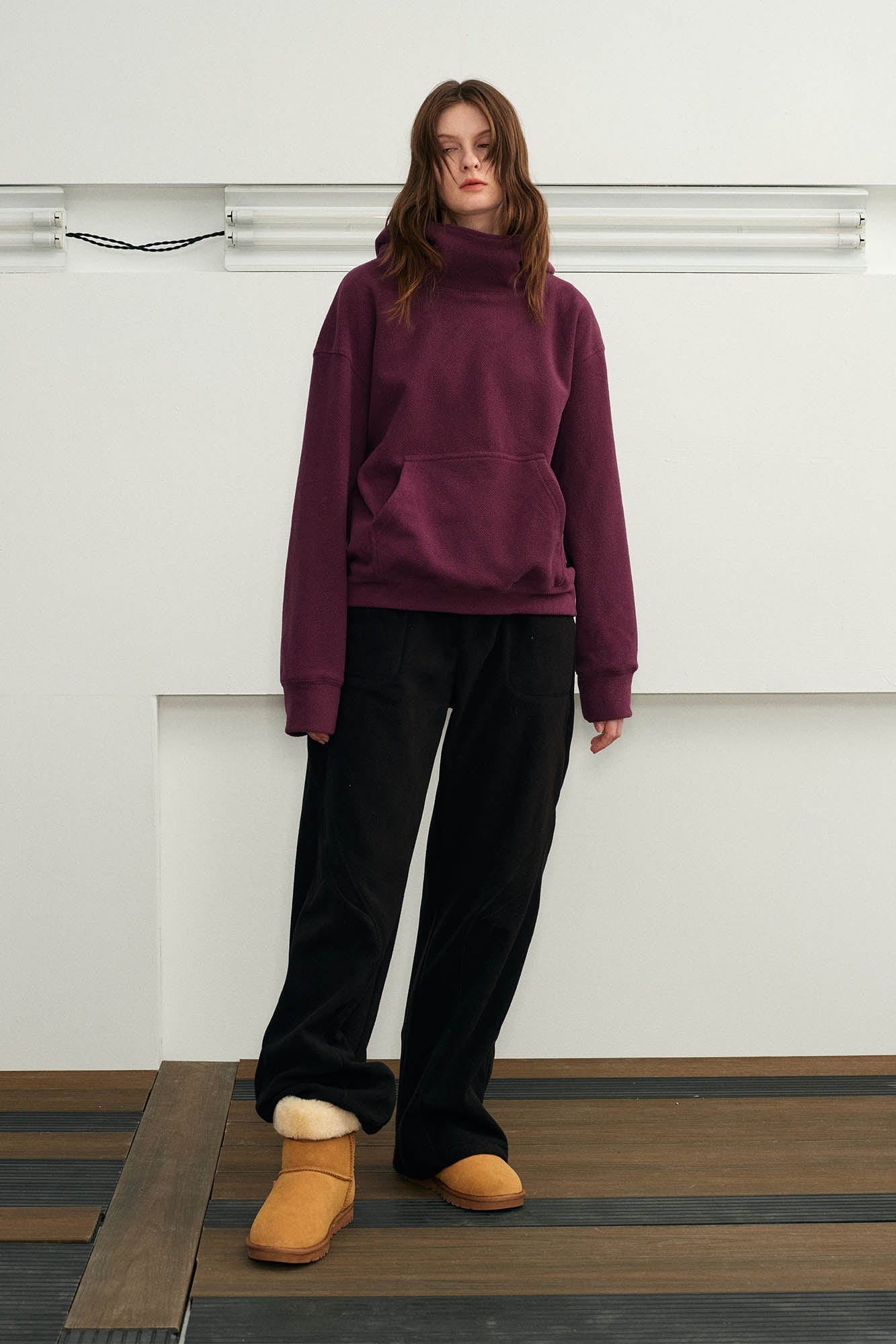 KREATE Curved Seam Thermal Wide-Leg Pants-Pants-S-Black-Free Shipping Leatheretro