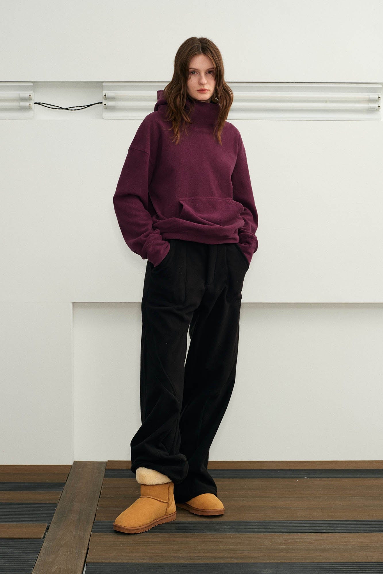 KREATE Curved Seam Thermal Wide-Leg Pants-Pants-S-Black-Free Shipping Leatheretro