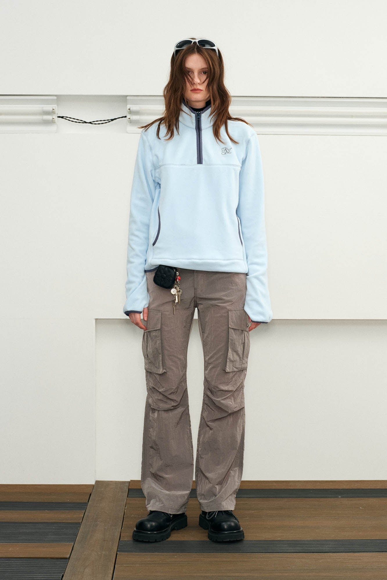 KREATE Liquid Metal Crinkled Flared Cargo-Pants-S-Grey-Free Shipping Leatheretro