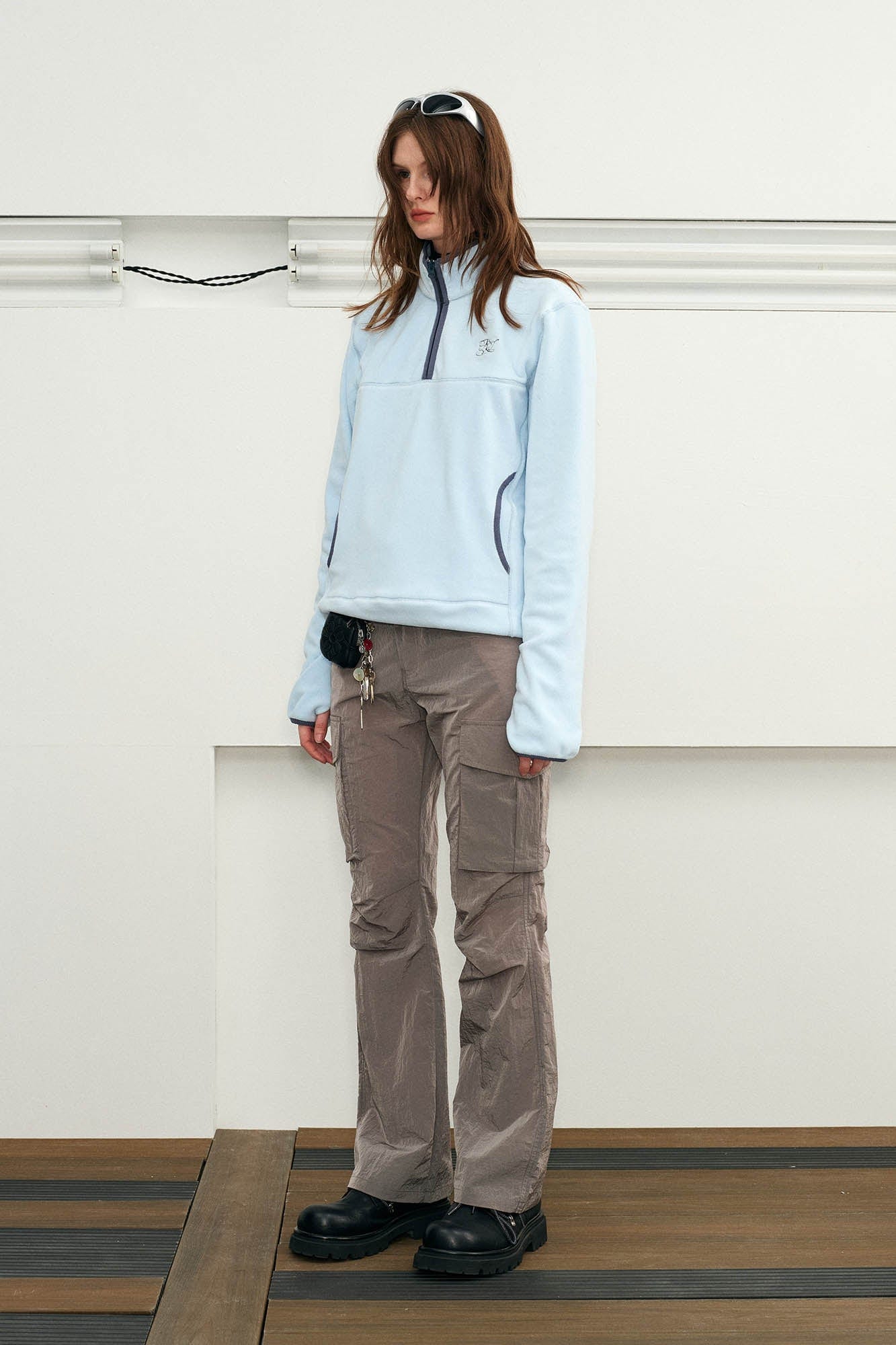 KREATE Liquid Metal Crinkled Flared Cargo-Pants-S-Grey-Free Shipping Leatheretro