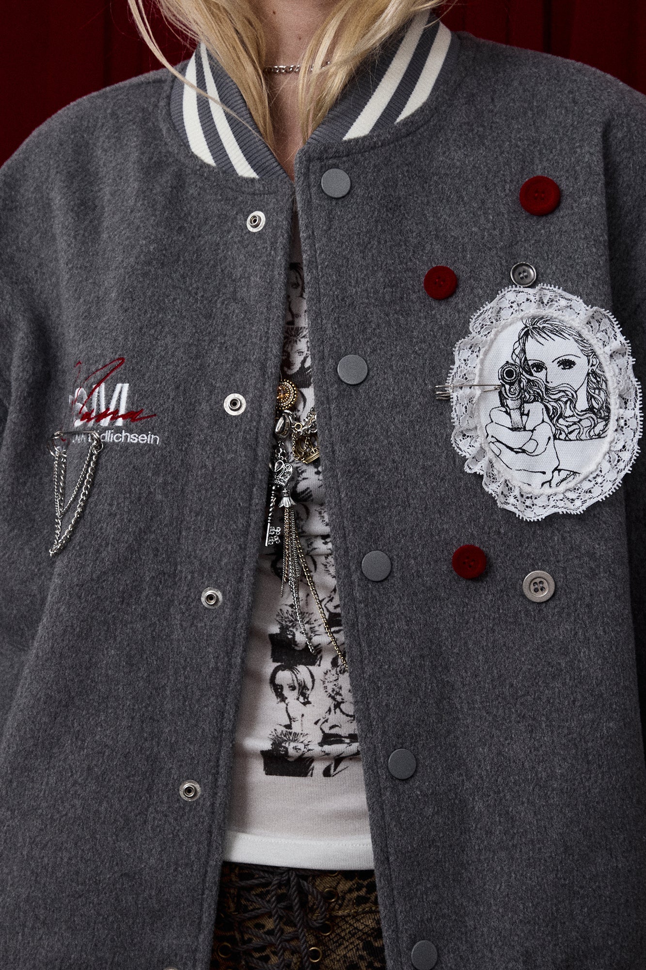 DONSMOKE Embellished Manga Patch Varsity Jacket-Jacket-S-Black-Free Shipping Leatheretro