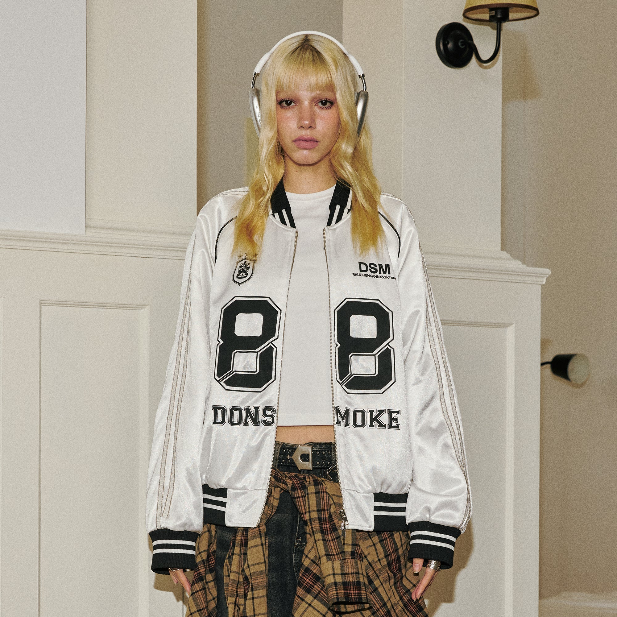 DONSMOKE Glossy Contrast Graphic Varsity Jacket-Jacket-S-Free Shipping Leatheretro