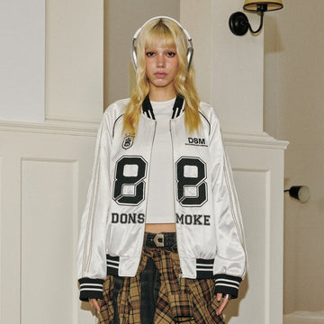 DONSMOKE Glossy Contrast Graphic Varsity Jacket-Jacket-S-Free Shipping Leatheretro