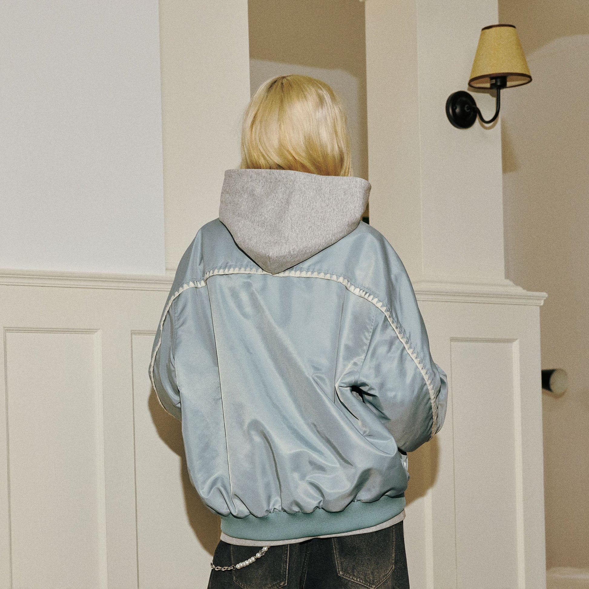 DONSMOKE Glossy Contrast Whipstitch Bomber Jacket-Jacket-S-Black-Free Shipping Leatheretro