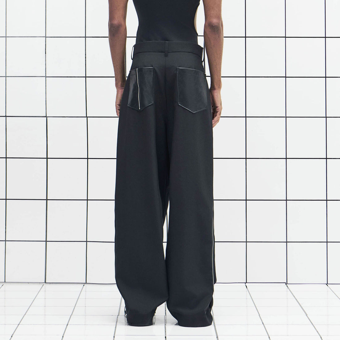 455EMBLE Side-Zip Asymmetrical PU-Pocket Pants-Pants-M-Free Shipping Leatheretro