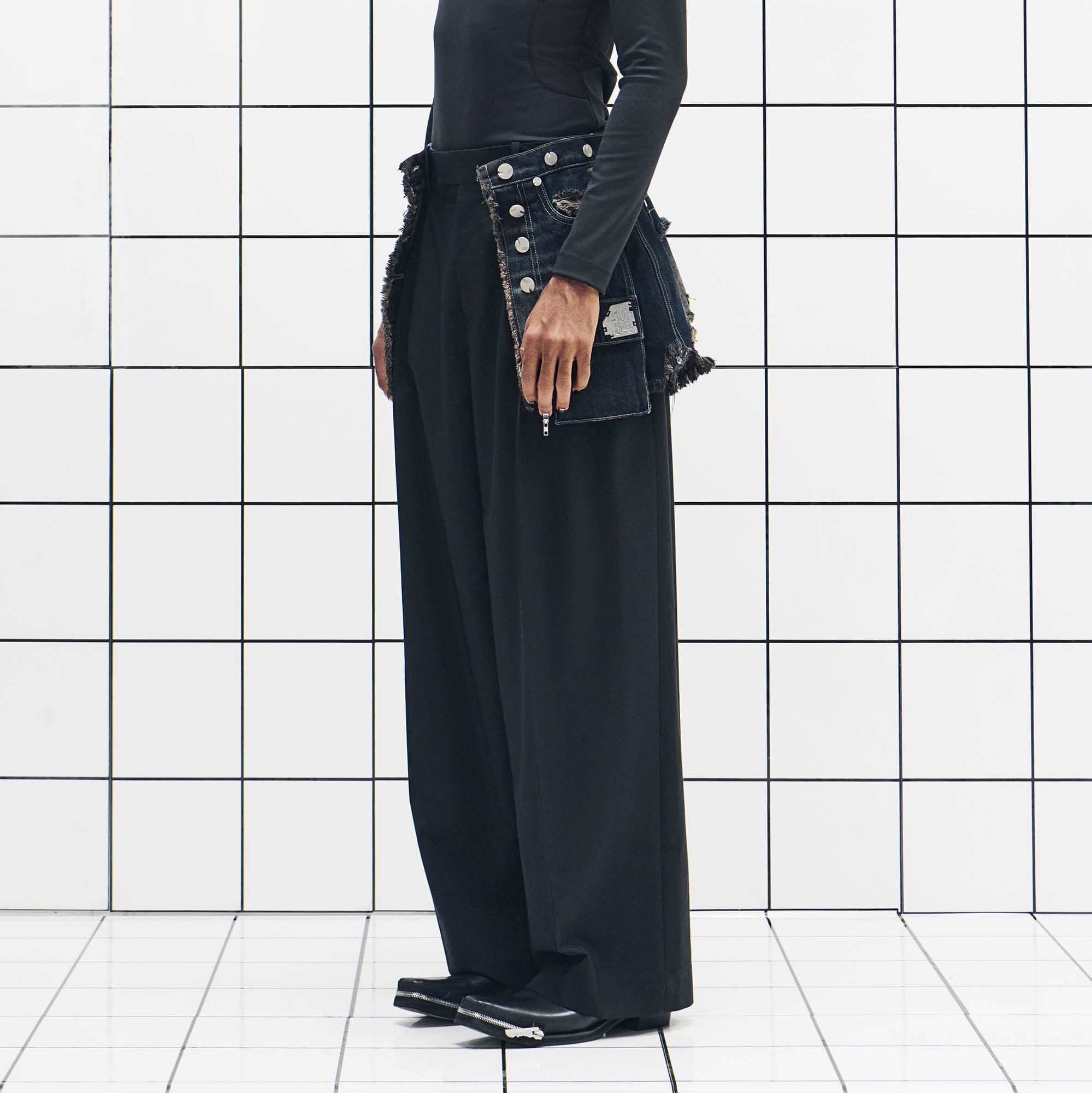 455EMBLE Detachable Frayed Waistband Washed Jeans-Jeans-M-Free Shipping Leatheretro