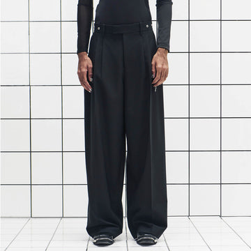 455EMBLE Wool-Blend Pleated Straight-Leg Oversized Trousers-Pants-M-Free Shipping Leatheretro
