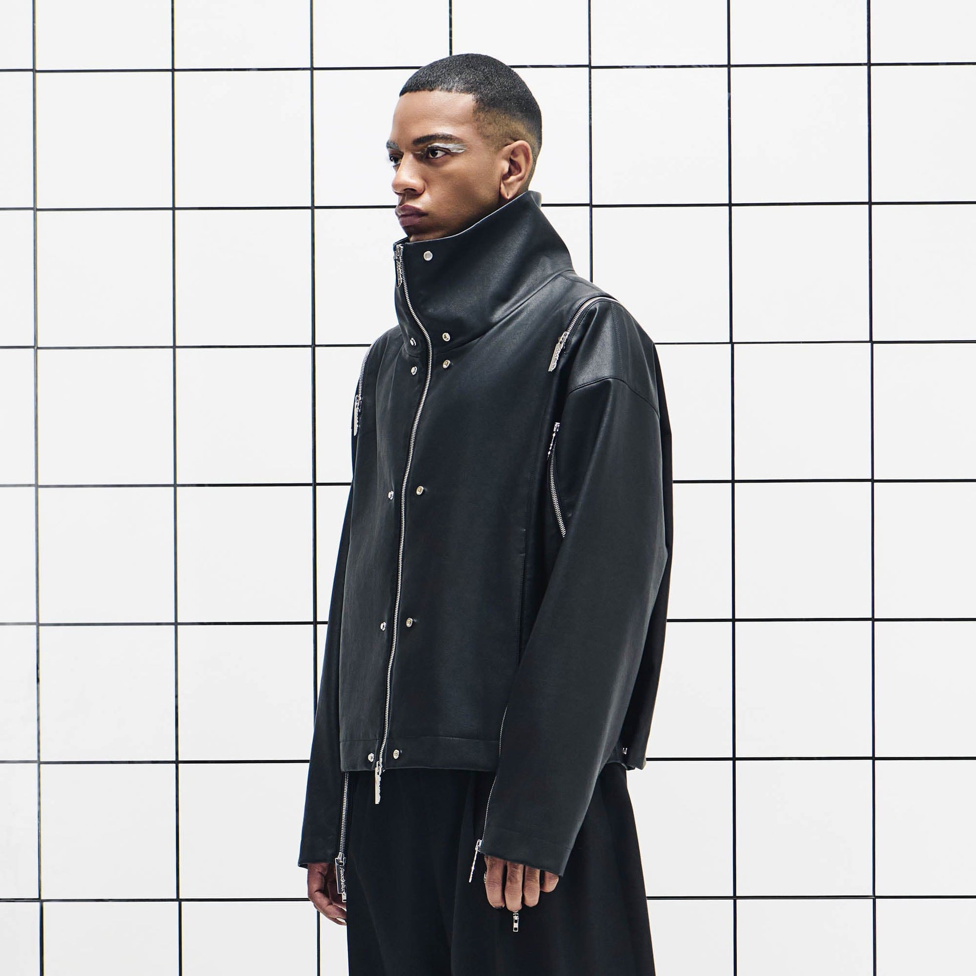 455EMBLE Multi-Zip Studded High-Collar PU Jacket-Jacket-M-Free Shipping Leatheretro