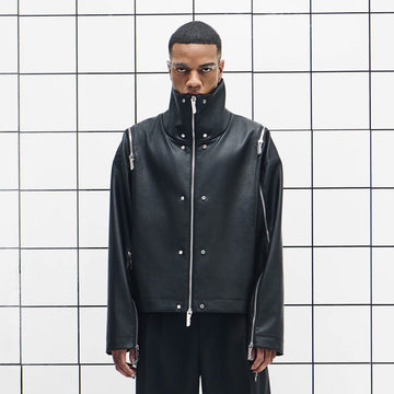 455EMBLE Multi-Zip Studded High-Collar PU Jacket-Jacket-M-Free Shipping Leatheretro