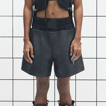 455EMBLE Layered Boxing PU Shorts-Shorts-M-Free Shipping Leatheretro