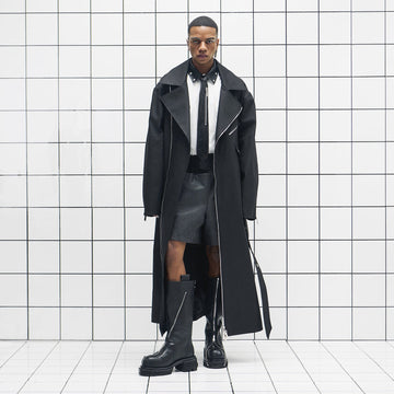 455EMBLE Snap-Fastener PU Trench Coat-Jacket-M-Free Shipping Leatheretro