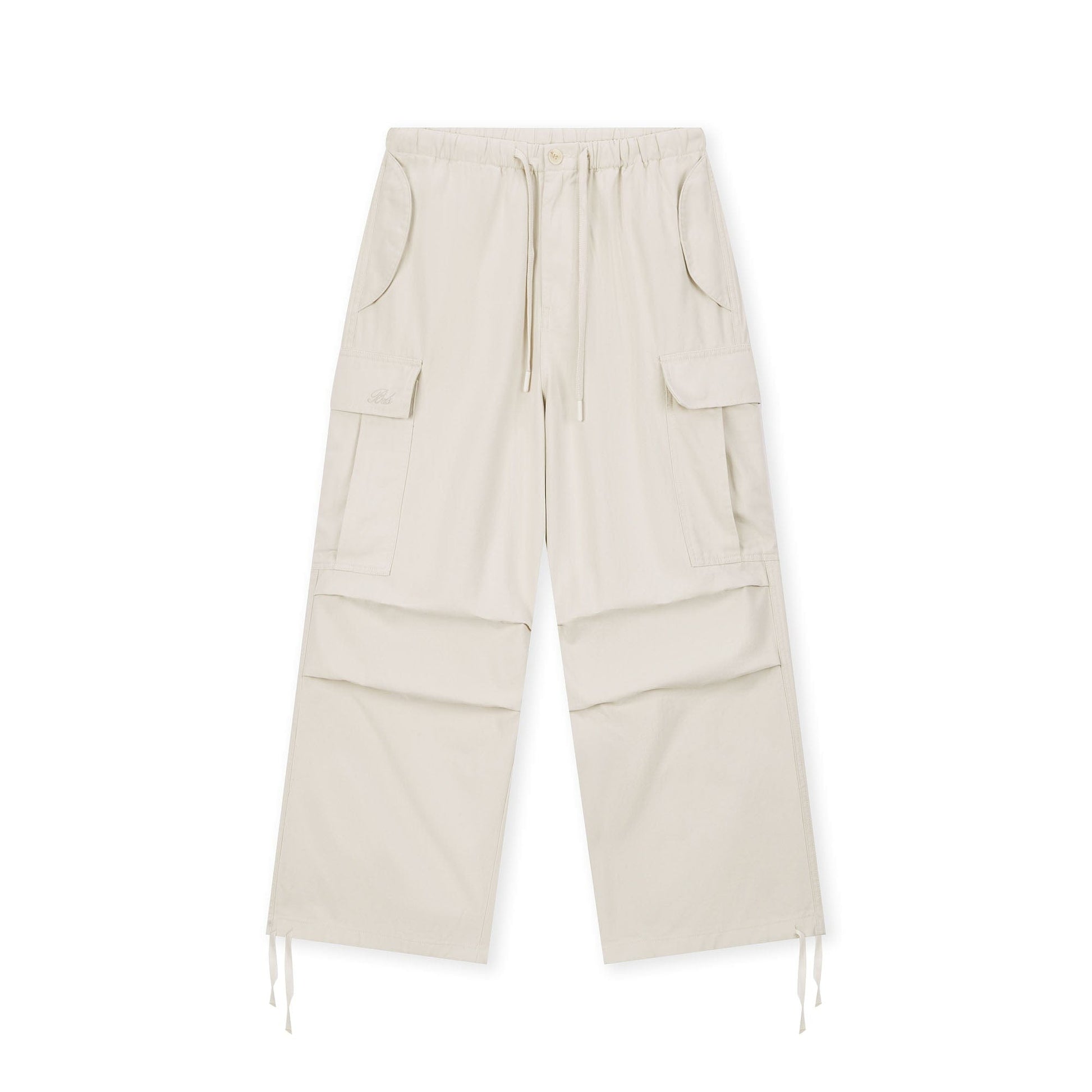 BONELESS Pleated Big Pocket Drawstring Cargo-Pants-S-Beige-Free Shipping Leatheretro