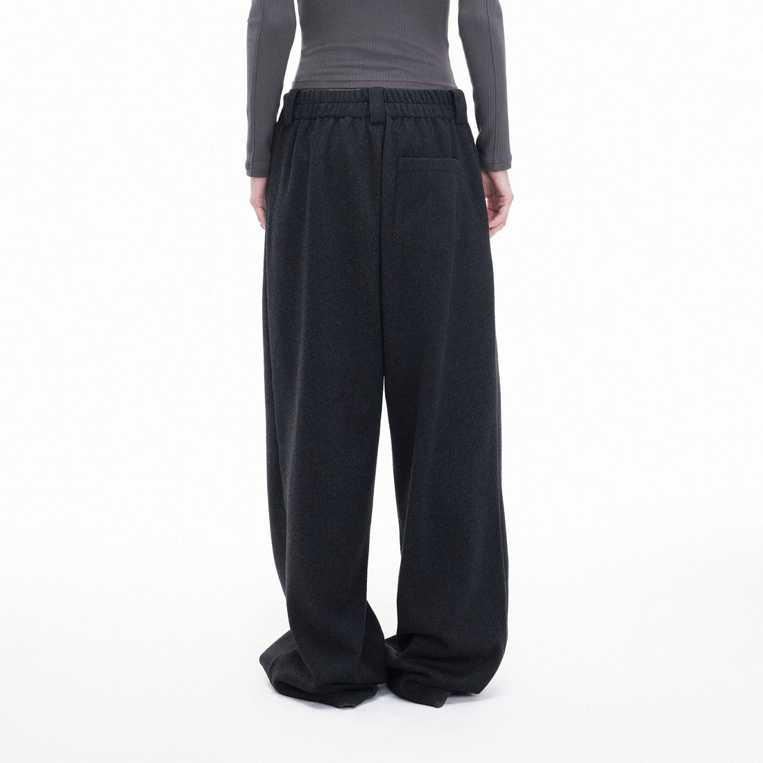 ARTIFICIAL WORLD Asymmetrical Overlay Wool Wide-Leg Pants-Pants-XS-Free Shipping Leatheretro