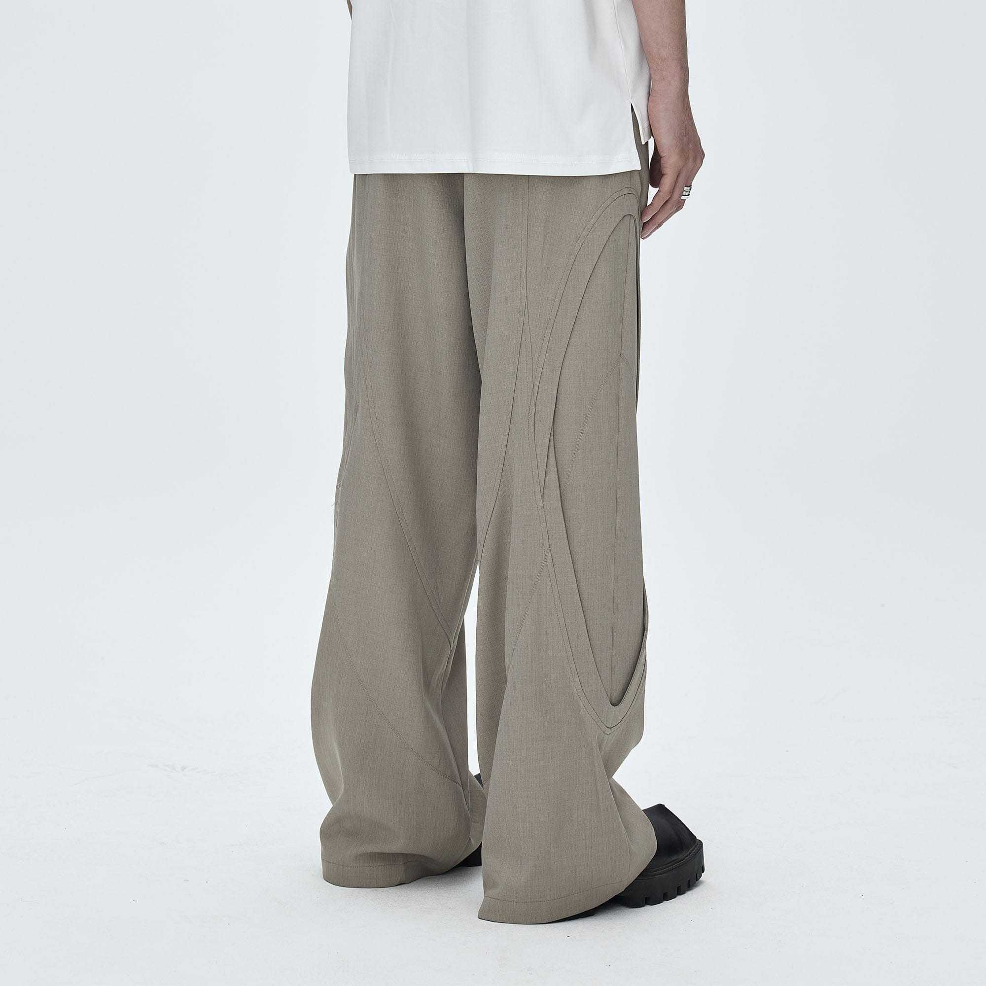 CATSSTAC Oval Curved Paneled Pants-Pants-M-Black-Free Shipping Leatheretro