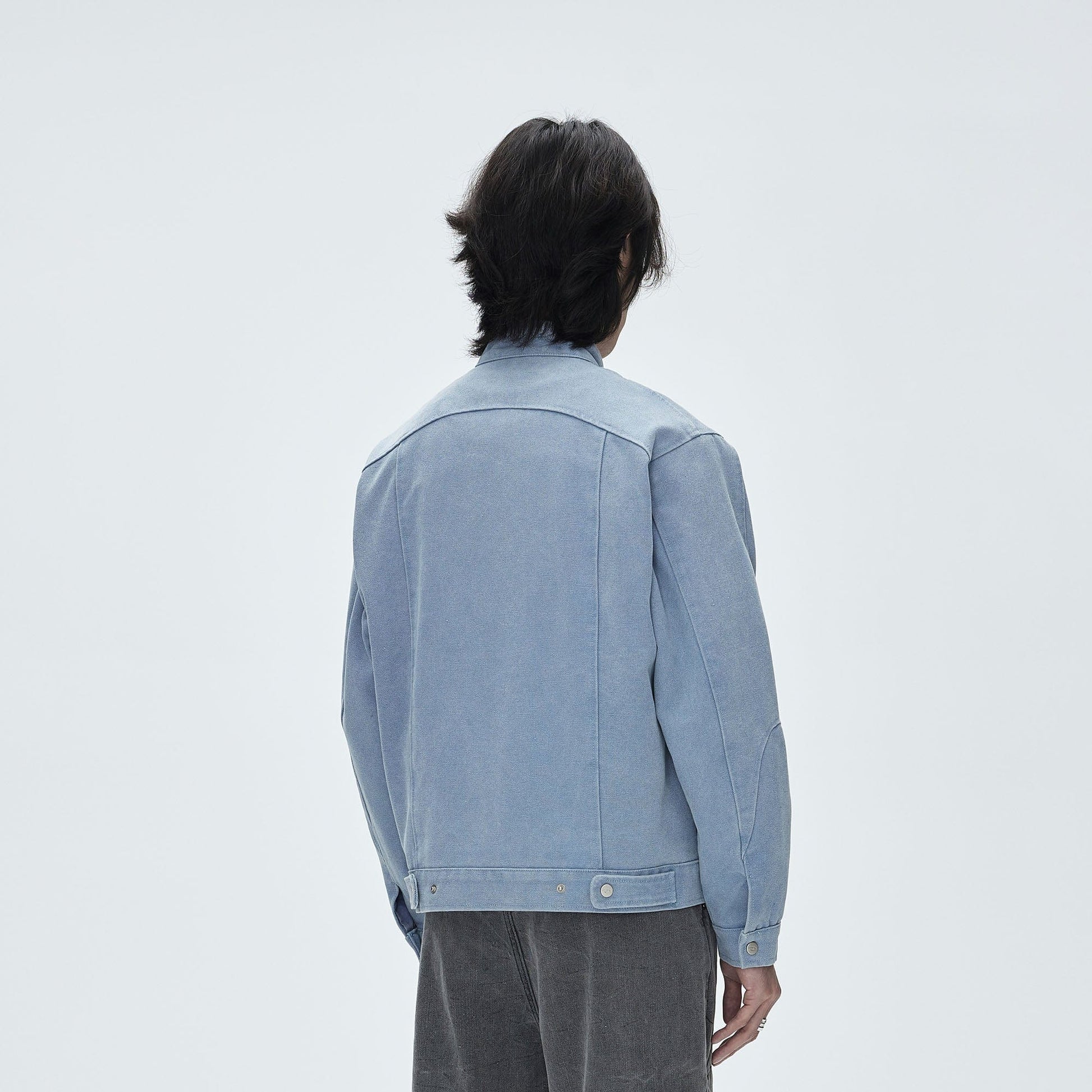 CATSSTAC Washed Curved Panel Harrington Jacket-Jacket-M-Blue-Free Shipping Leatheretro