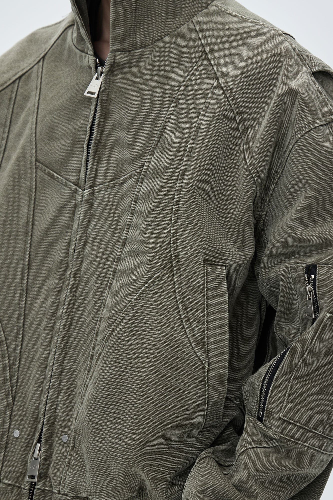 CATSSTAC Deconstructed Paneled Washed Hooded Jacket-Jacket-S-Black-Free Shipping Leatheretro