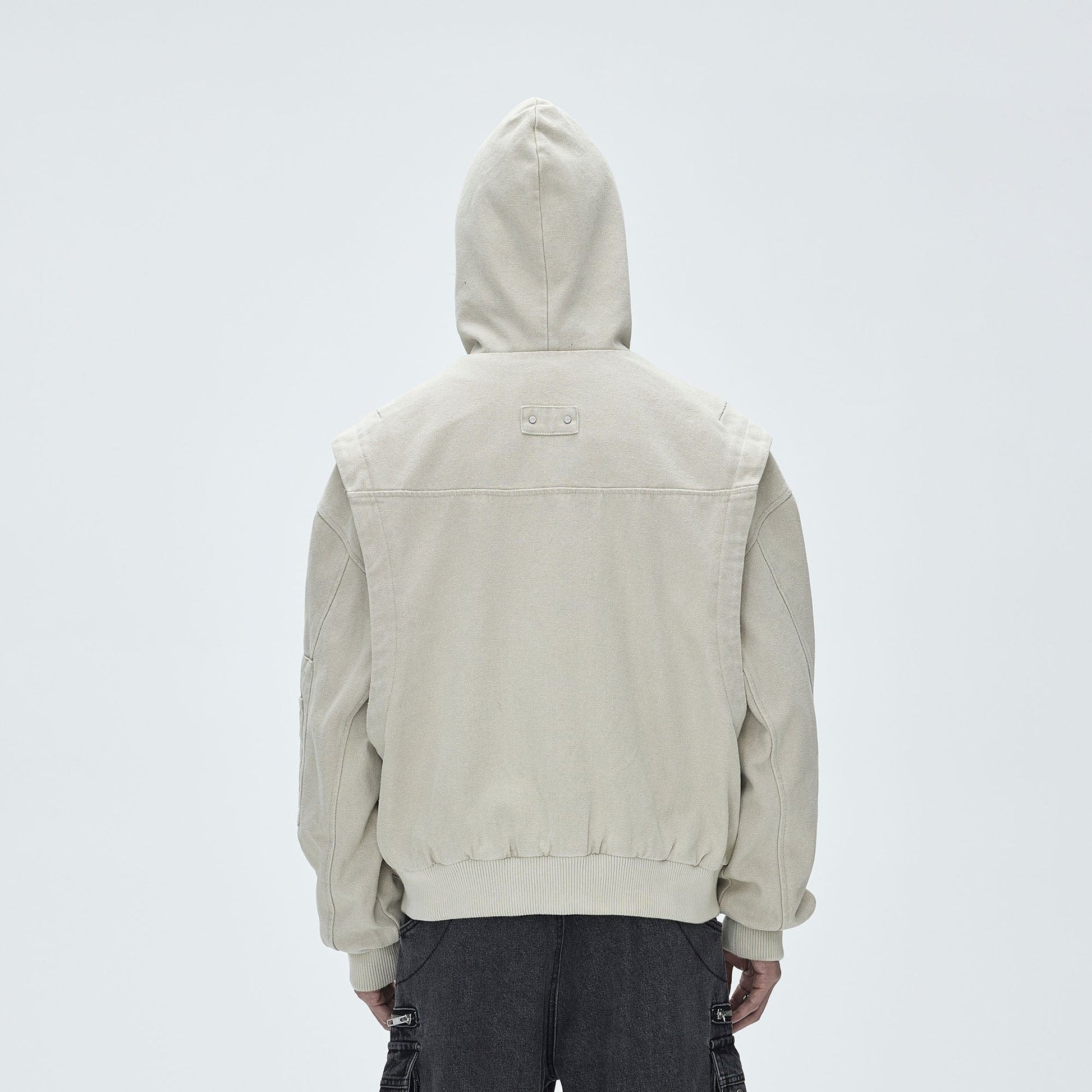 CATSSTAC Deconstructed Paneled Washed Hooded Jacket-Jacket-S-Black-Free Shipping Leatheretro