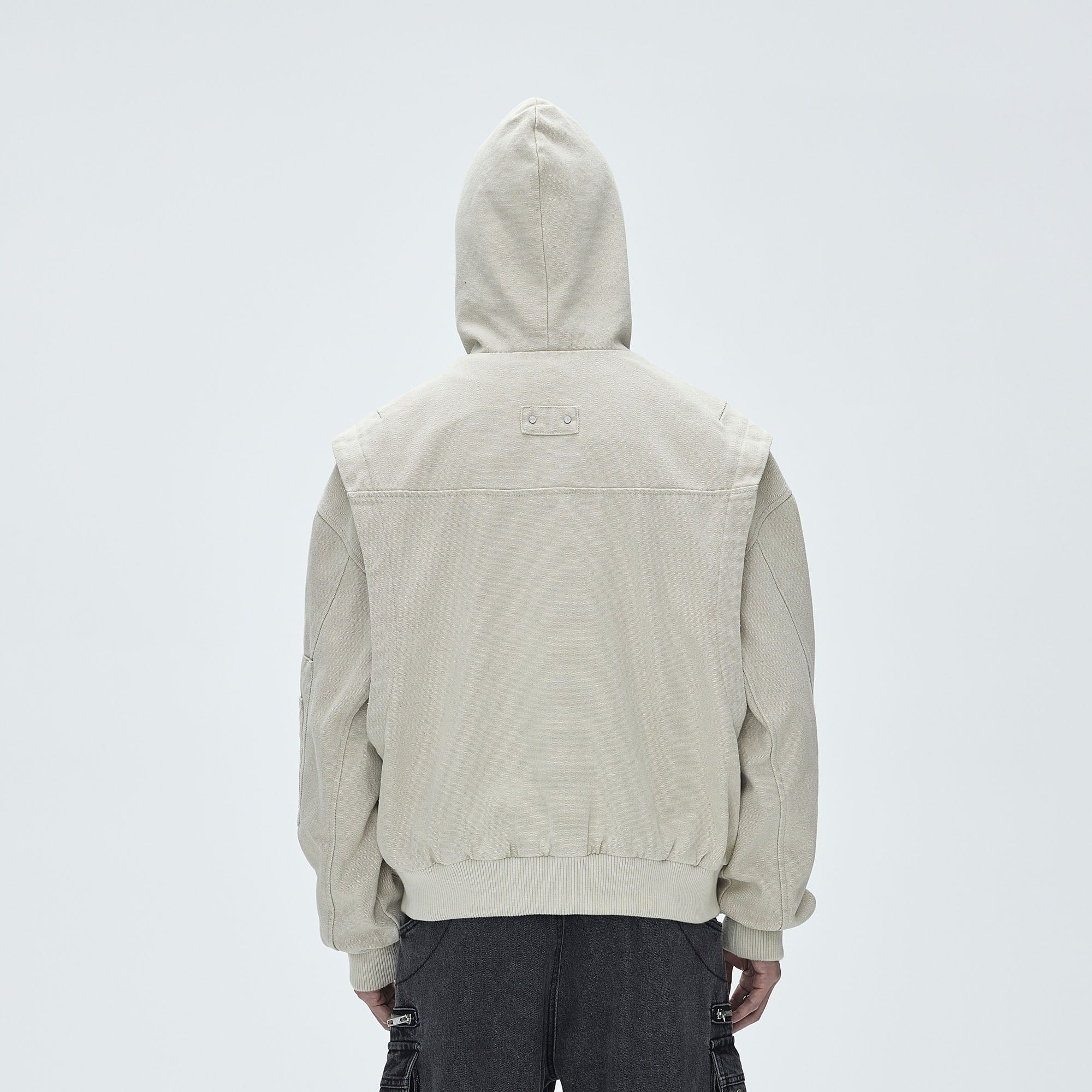 CATSSTAC Deconstructed Paneled Washed Hooded Jacket-Jacket-S-Black-Free Shipping Leatheretro