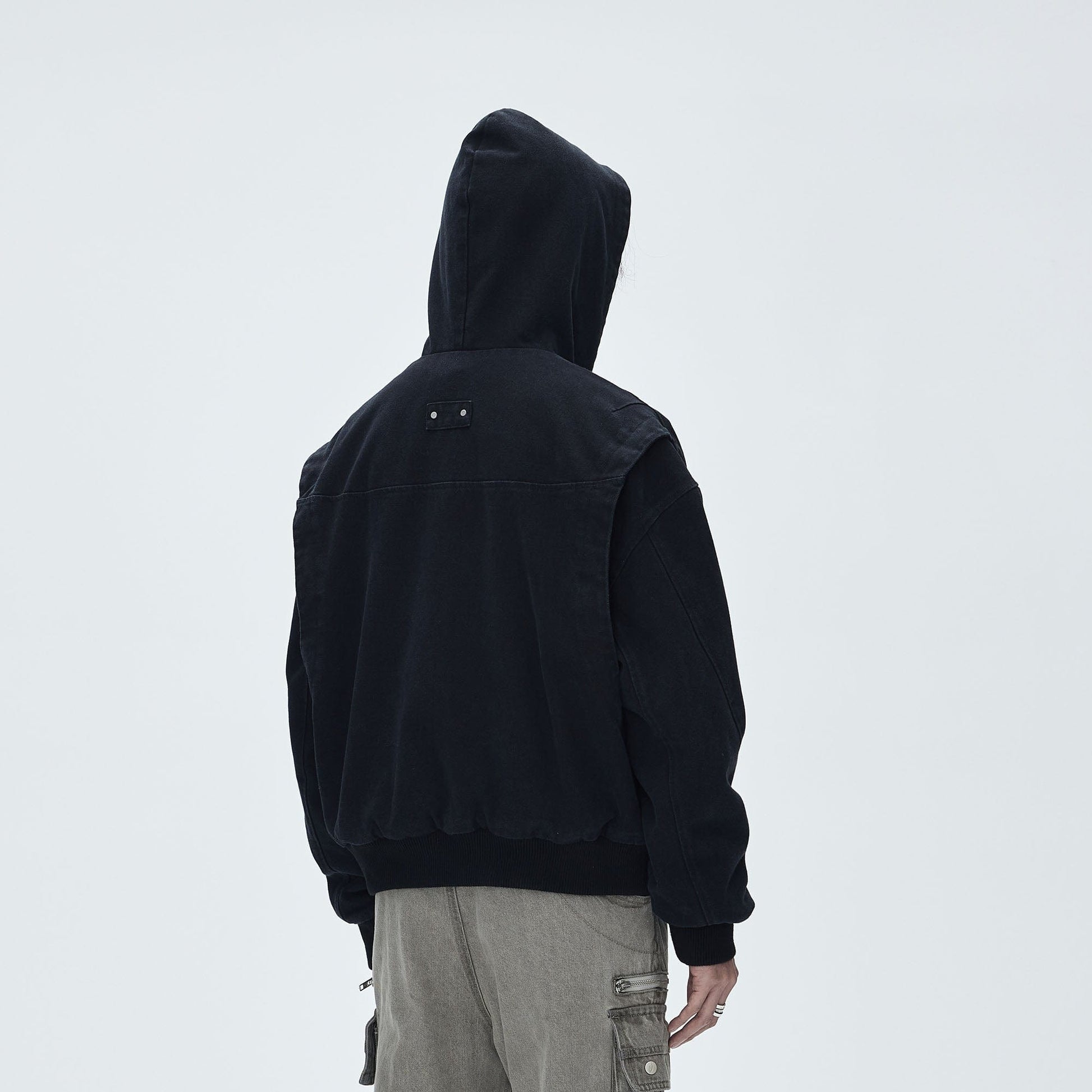 CATSSTAC Deconstructed Paneled Washed Hooded Jacket-Jacket-S-Black-Free Shipping Leatheretro