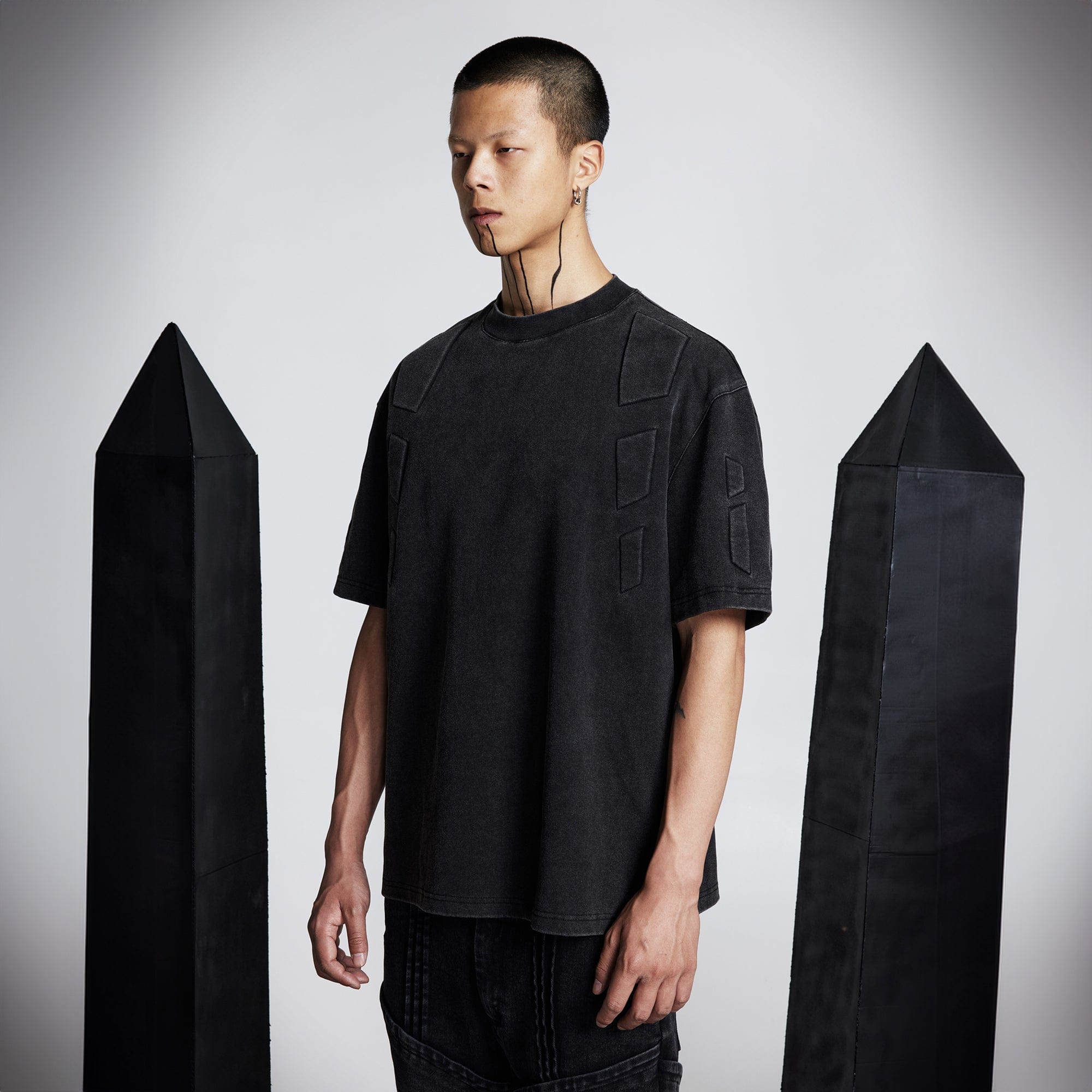 SSIN7 Armored Padded-Panel Washed T-Shirt-T Shirt-S-Free Shipping Leatheretro