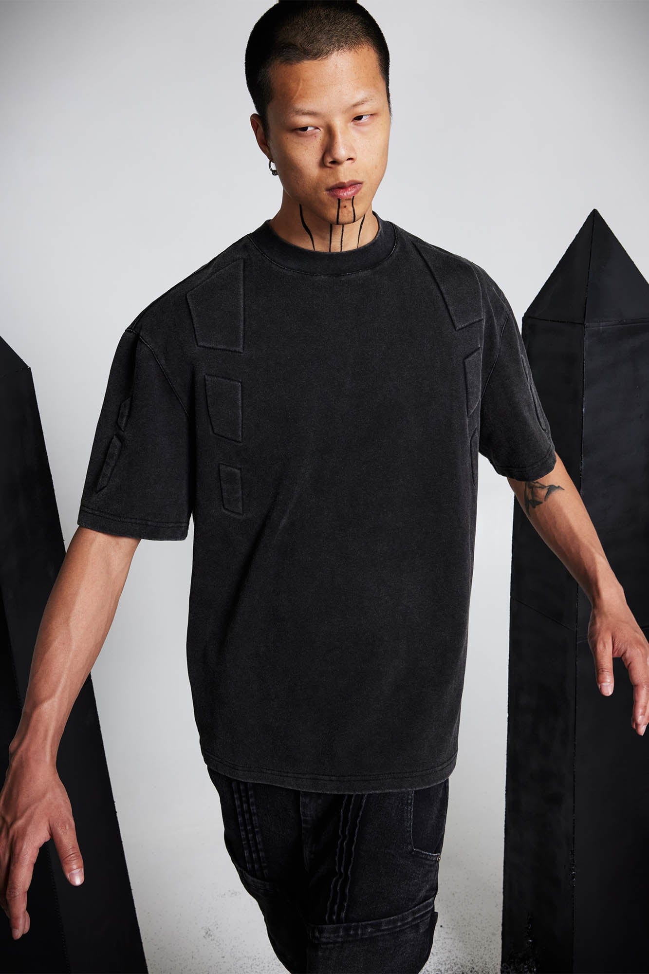 SSIN7 Armored Padded-Panel Washed T-Shirt-T Shirt-S-Free Shipping Leatheretro