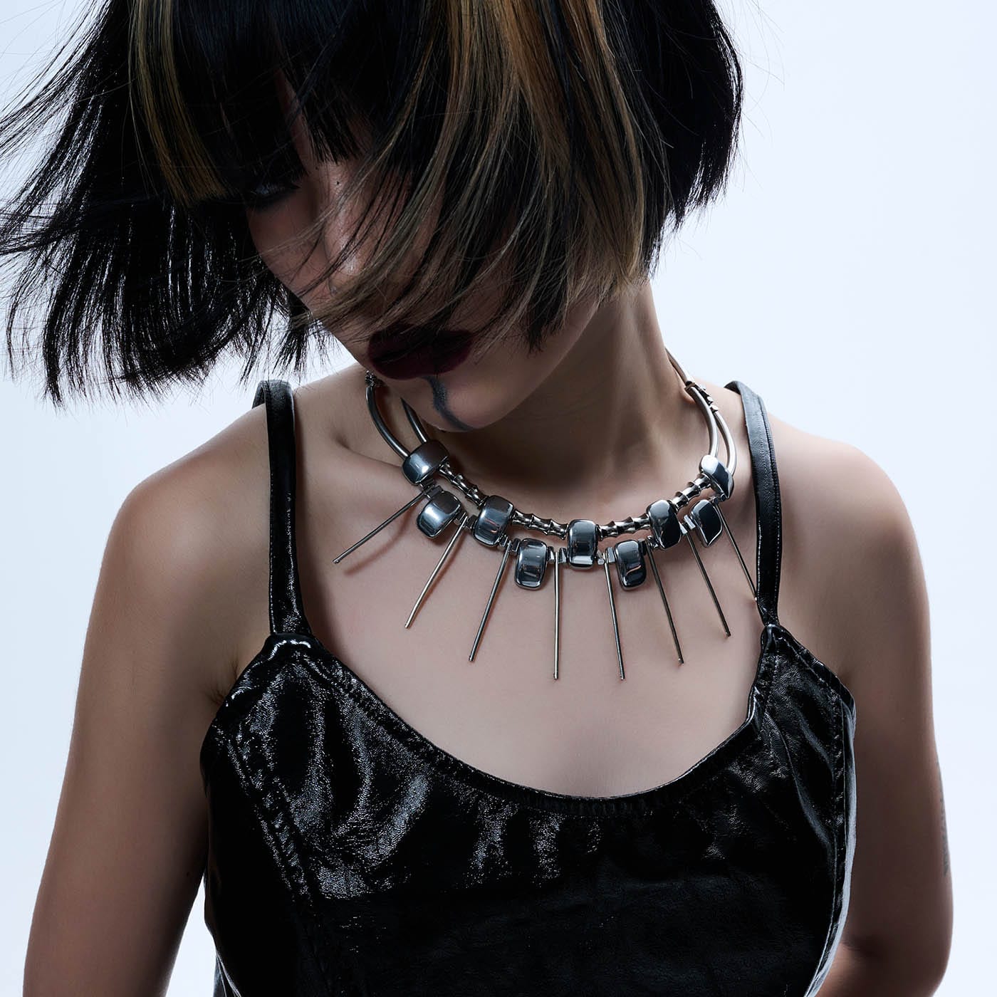 ILLUSORY Double-Strand Beaded Spiked Necklace-Necklace-Standard-Free Shipping Leatheretro