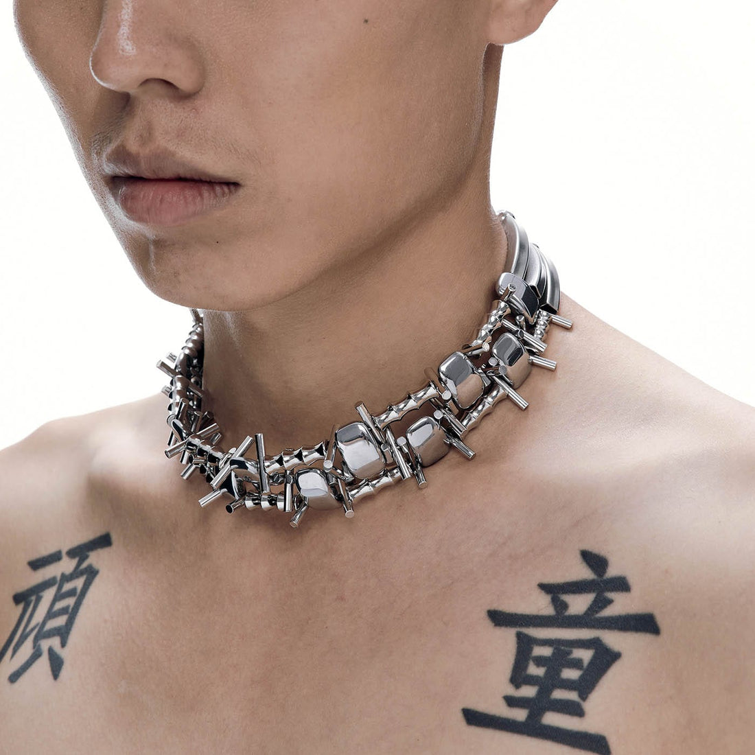 ILLUSORY Double-Strand Jointed Thorn Chocker-Necklace-Standard (15 INCHES - 18 INCHES)-Free Shipping Leatheretro