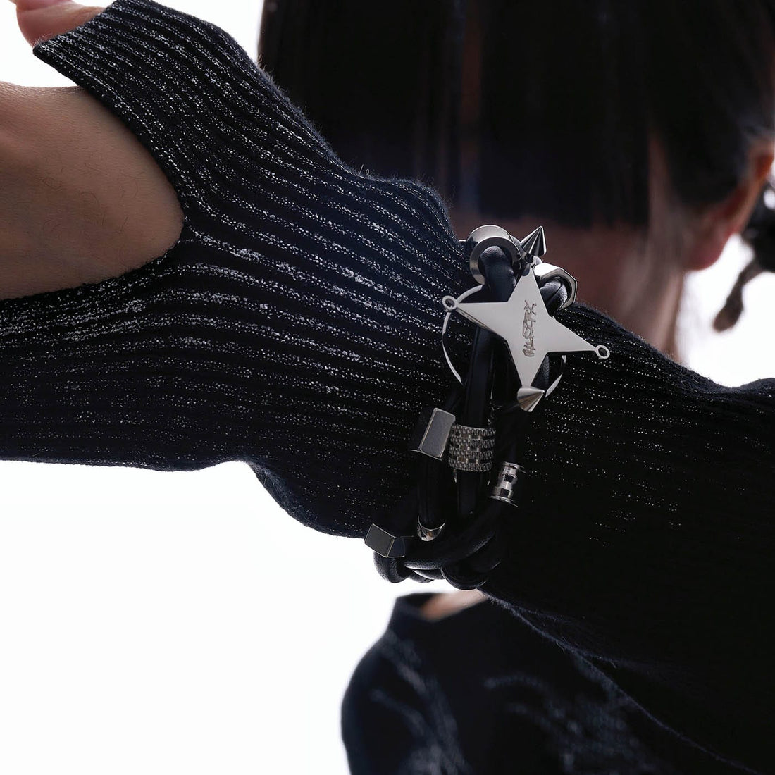 ILLUSORY Four-Point Star Braided Faux Leather Bracelet-Bracelet-7.1 INCHES-Free Shipping Leatheretro