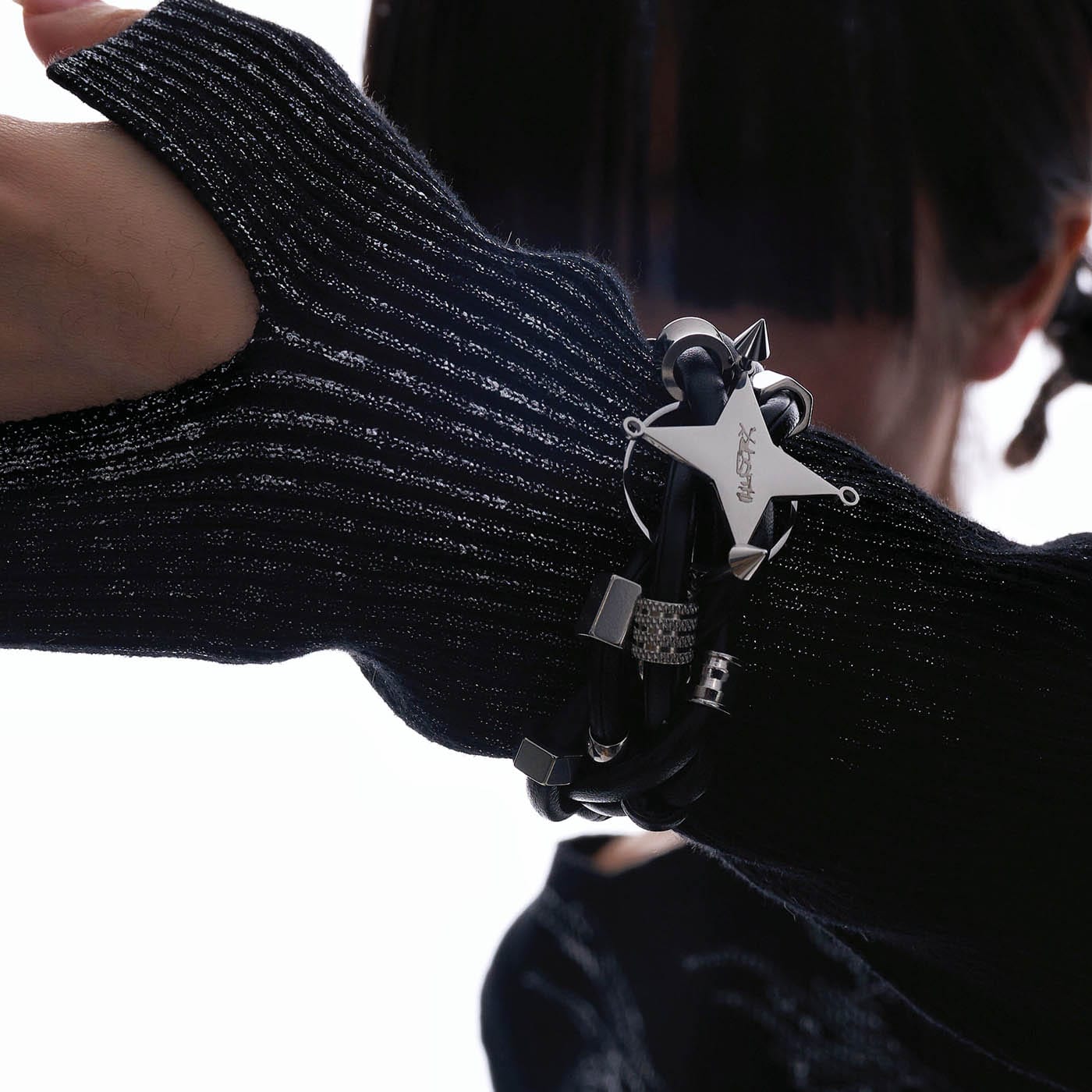 ILLUSORY Four-Point Star Braided Faux Leather Bracelet-Bracelet-7.1 INCHES-Free Shipping Leatheretro