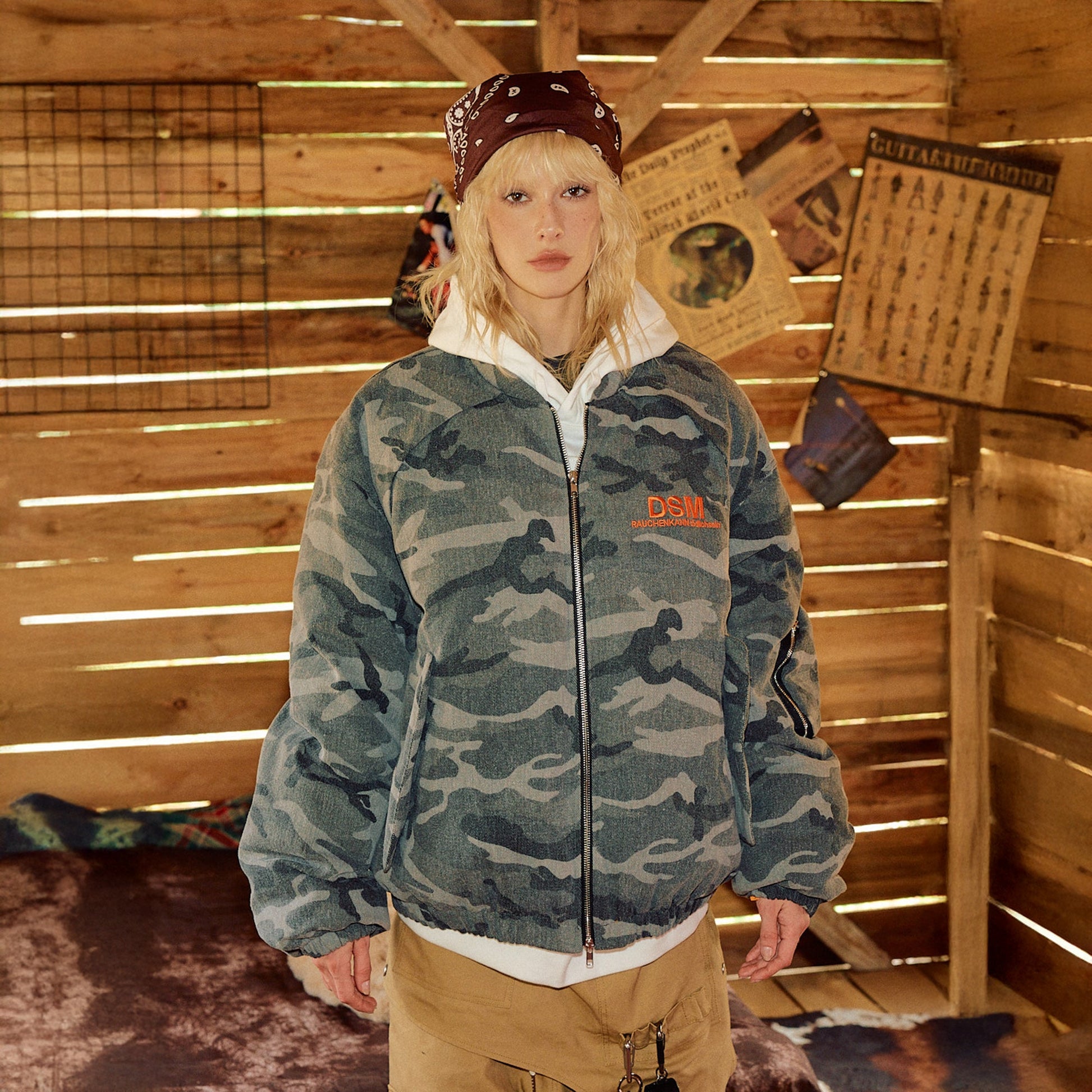 DONSMOKE Paneled Camo Embroidered LOGO Bomber Jacket-Jacket-S-Free Shipping Leatheretro