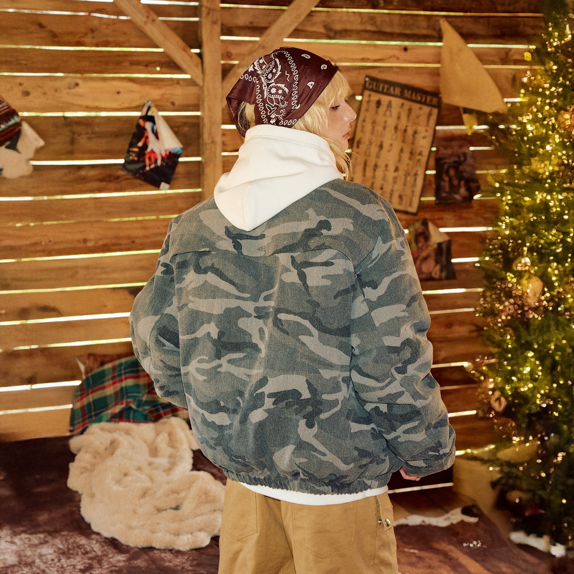 DONSMOKE Paneled Camo Embroidered LOGO Bomber Jacket-Jacket-S-Free Shipping Leatheretro