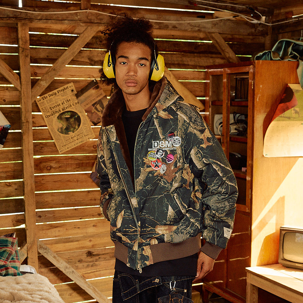 DONSMOKE Faux Fur Lined Camo Hooded Jacket-Jacket-S-Multicolor-Free Shipping Leatheretro