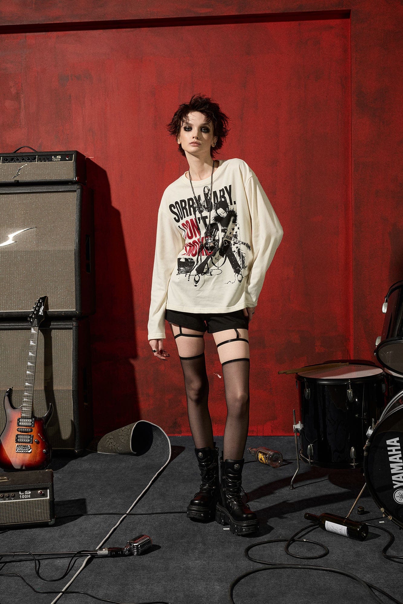 DONSMOKE ¡Á NANA Punk Band Graphic Long-Sleeve Tee-L/S Tee-S-Ren Honjo-Free Shipping Leatheretro