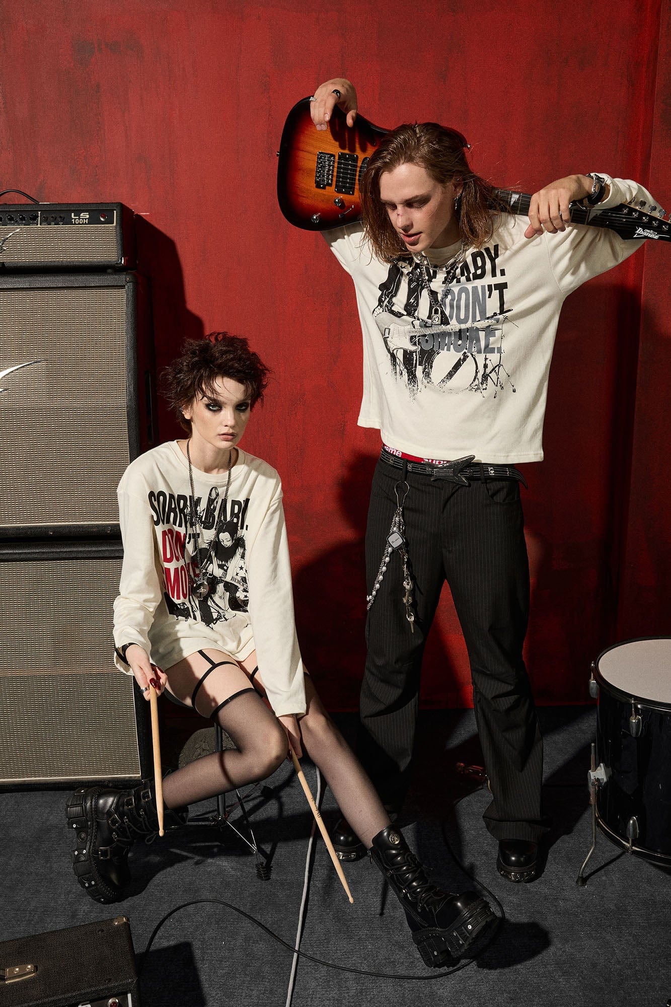 DONSMOKE ¡Á NANA Punk Band Graphic Long-Sleeve Tee-L/S Tee-S-Ren Honjo-Free Shipping Leatheretro